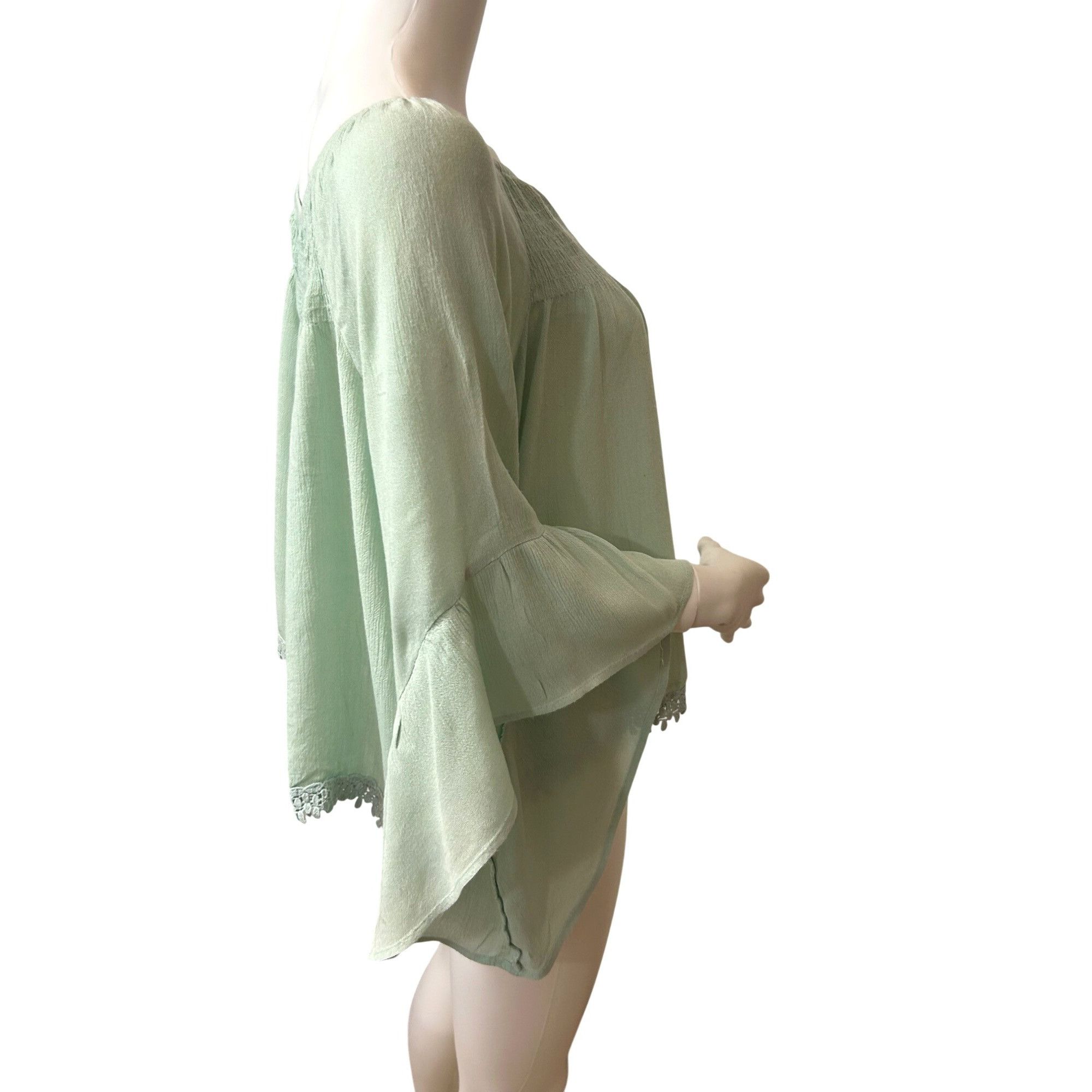 Other Raga Women’s Top Green S Bohemian Cascading Sleeve Smocked B Size S / US 4 / IT 40 - 8 Thumbnail