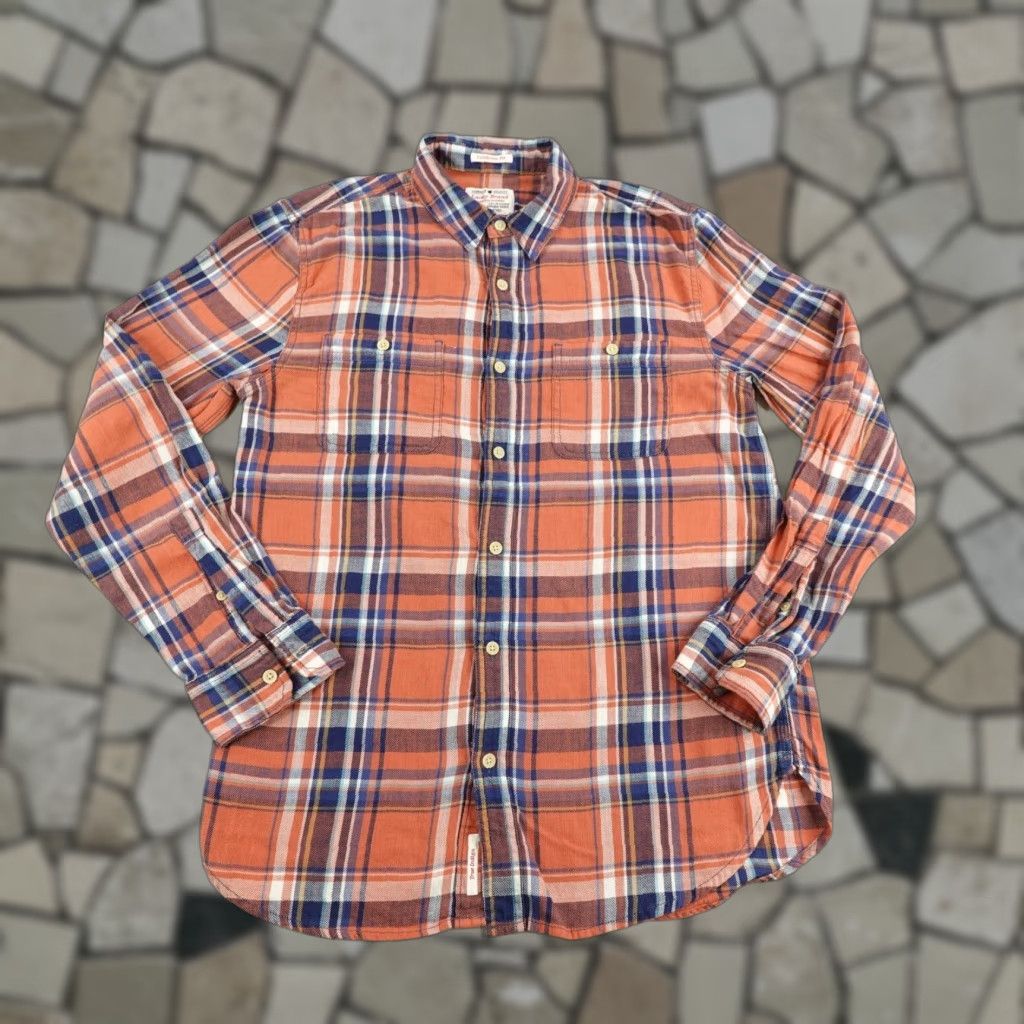 Lucky Brand VINTAGE Lucky Brand Men's Shirt Casual Long Sleeve Flannel Button Up California Fit Orange Plaid 90s Men's Wear Size US M / EU 48-50 / 2 - 1 Thumbnail