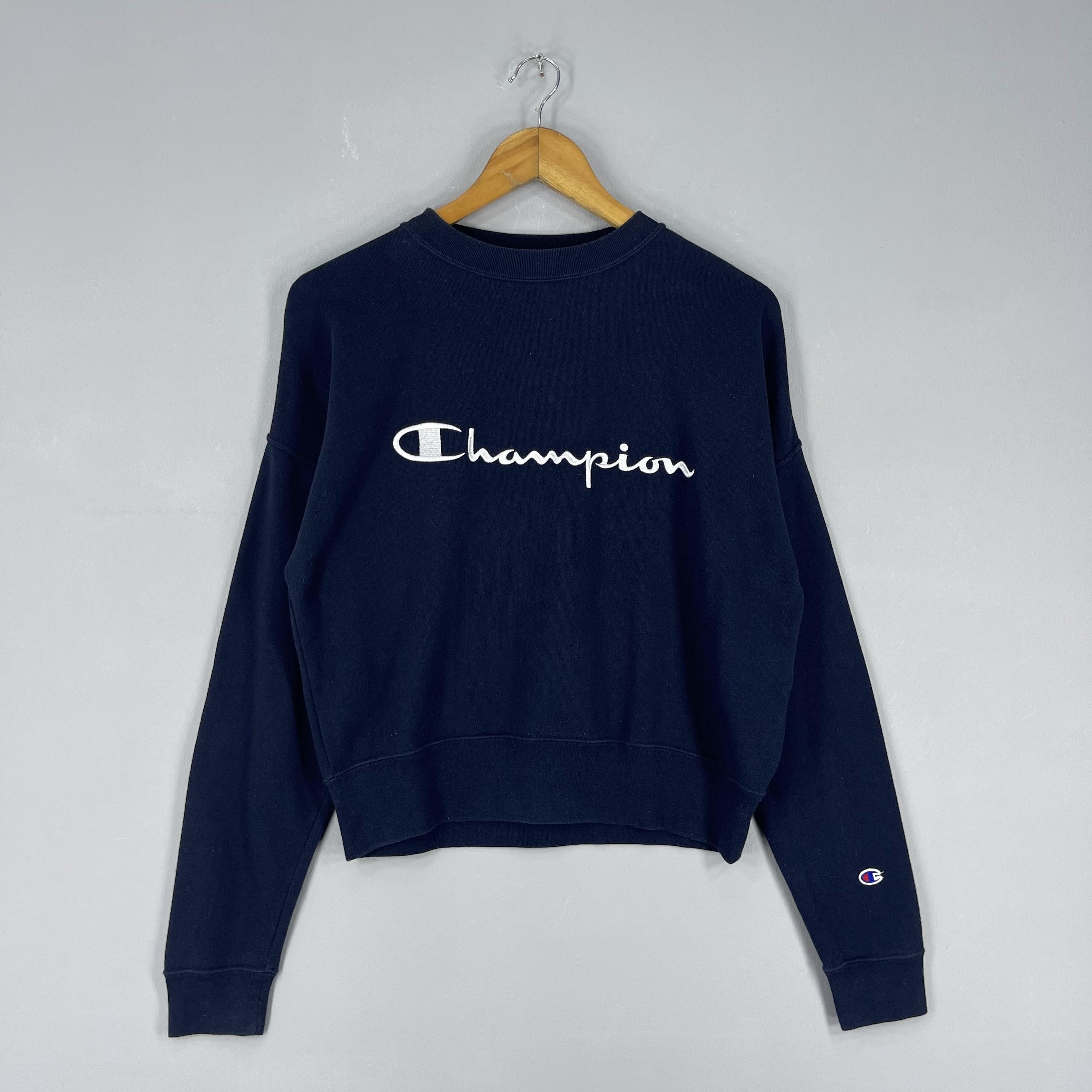 Champion Vintage CHAMPION Crop Top Spellout Embroidery Sweater Size M / US 6-8 / IT 42-44 - 4 Thumbnail