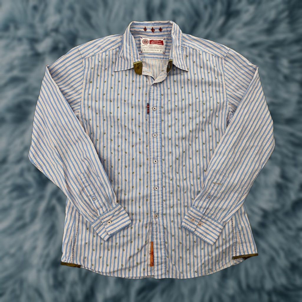Robert Graham Robert Graham Shirt Adult XL Blue Striped Button-Up Long Sleeve Logo Cotton Mens Size US XL / EU 56 / 4 - 1 Thumbnail