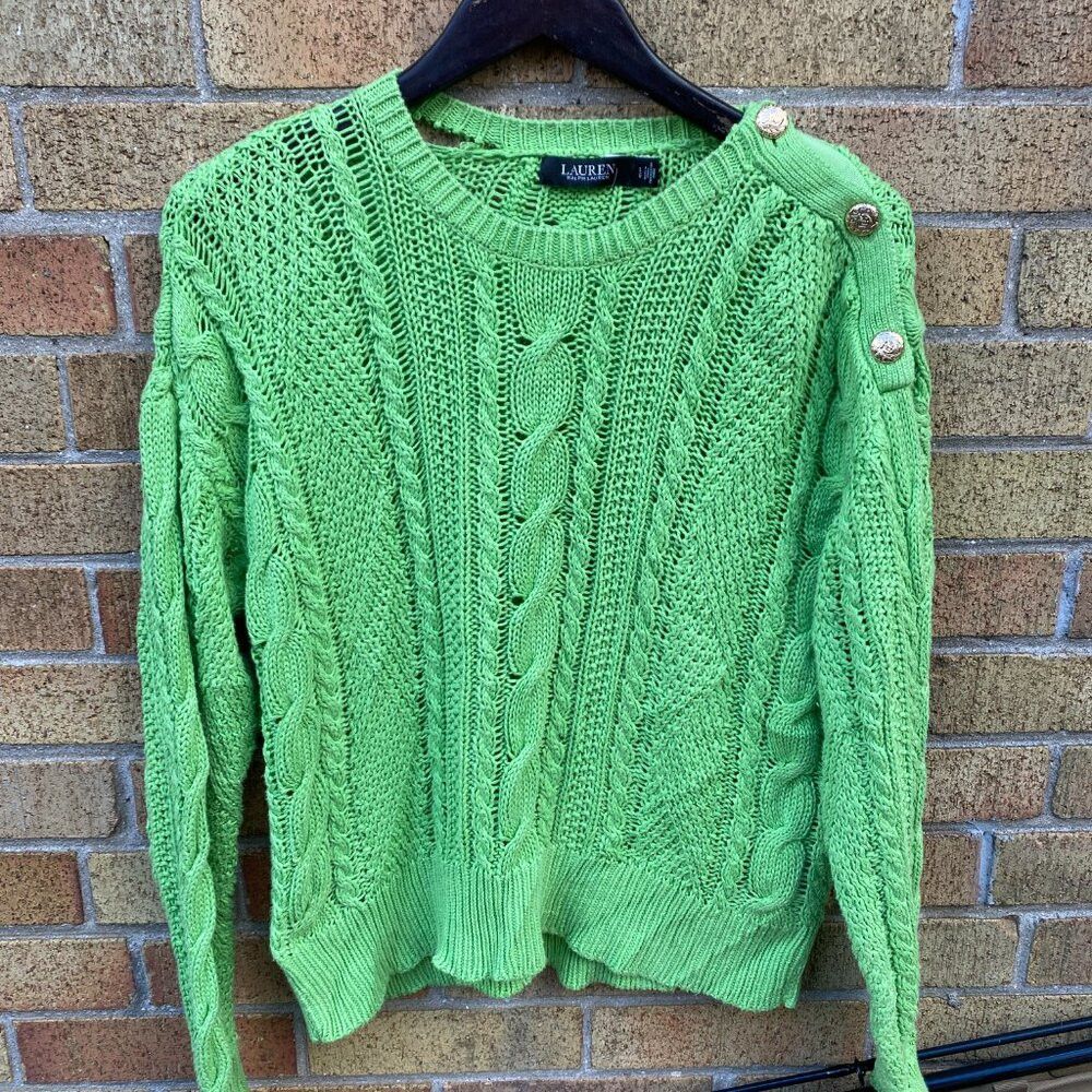 Ralph Lauren Black Label Ralph Lauren BLACK LABEL Cable Knit Sweater Green Large Size L / US 10 / IT 46 - 4 Thumbnail