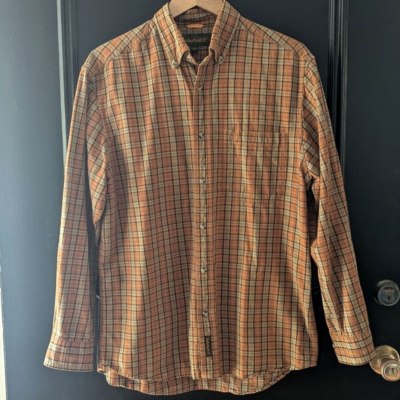 Timberland Timberland Shirt Mens Plaid Long Sleeve Button-Down Orange Tan Green Size M Size US M / EU 48-50 / 2 - 2 Thumbnail