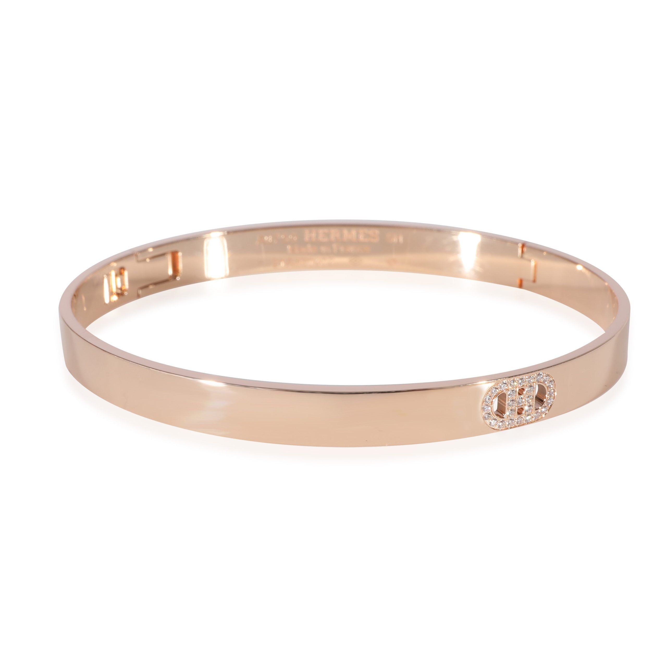 image of Hermes H D'ancre Bracelet In 18K Rose Gold 0.07 Ctw, Women's