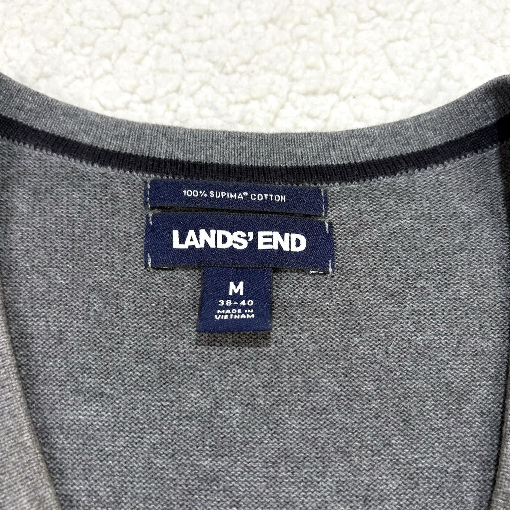 Lands' End Lands' End Sweater Vest Mens M Gray Supima Cotton V-Neck Knit Preppy Size US M / EU 48-50 / 2 - 2 Thumbnail