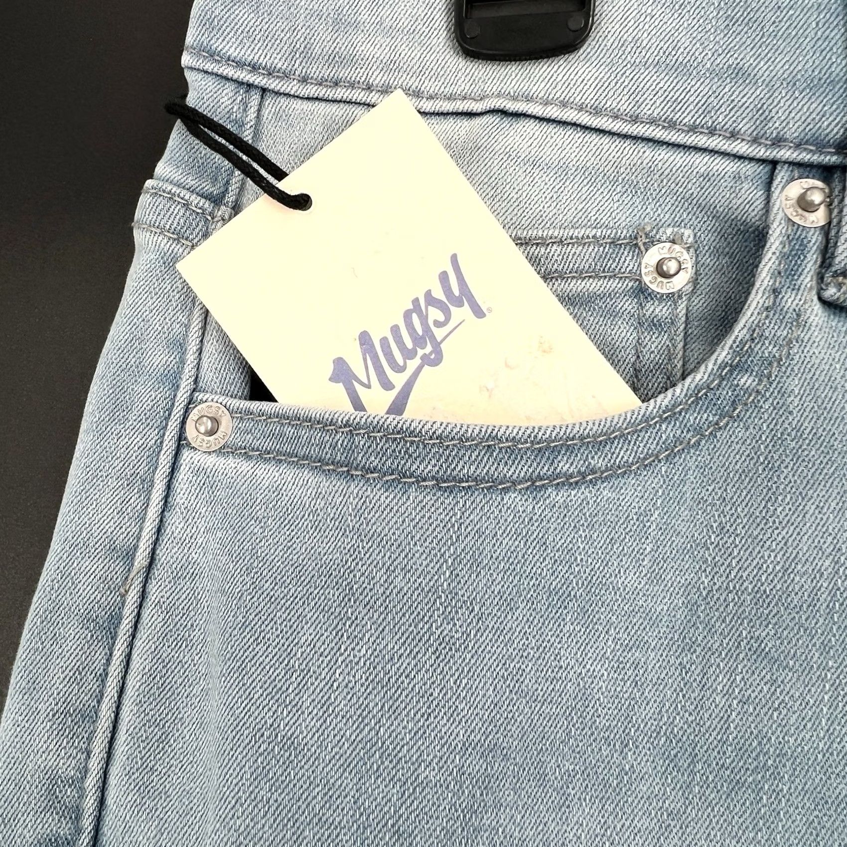 Vintage Mugsy Pants Mens 30 Blue NWT Grands Jeans 30x32 Light Wash Straight Stretch Denim Size US 30 / EU 46 - 2 Thumbnail