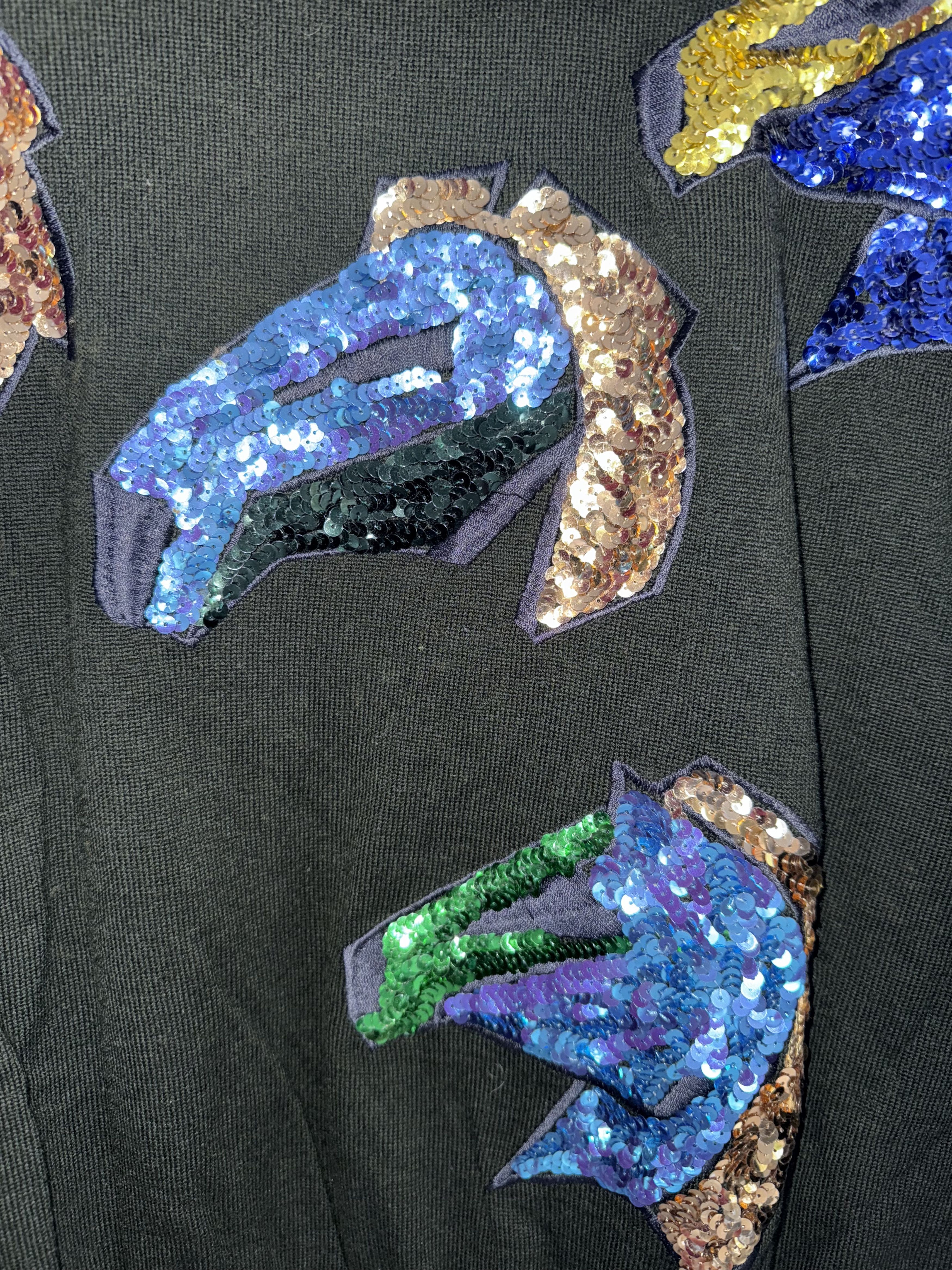 Escada Escada Margaretha Ley Vintage Sequin Horse Sweater Size M / US 6-8 / IT 42-44 - 3 Thumbnail