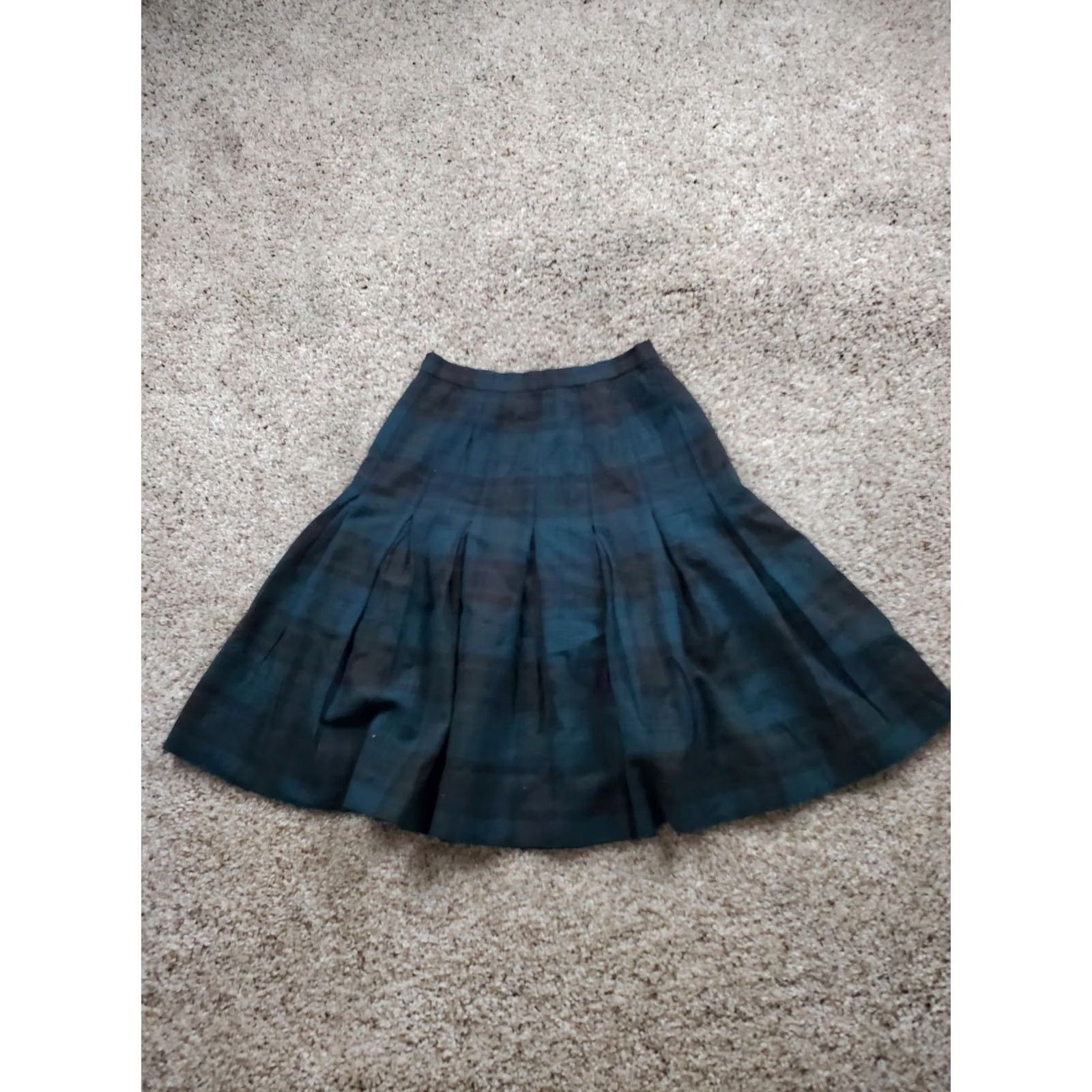 Vintage VINTAGE Highland Queen Skirt Womens 10 Green Blue Tartan Wool Pleated Calvet Canada 90s Size 32" / US 10 / IT 46 - 2 Thumbnail