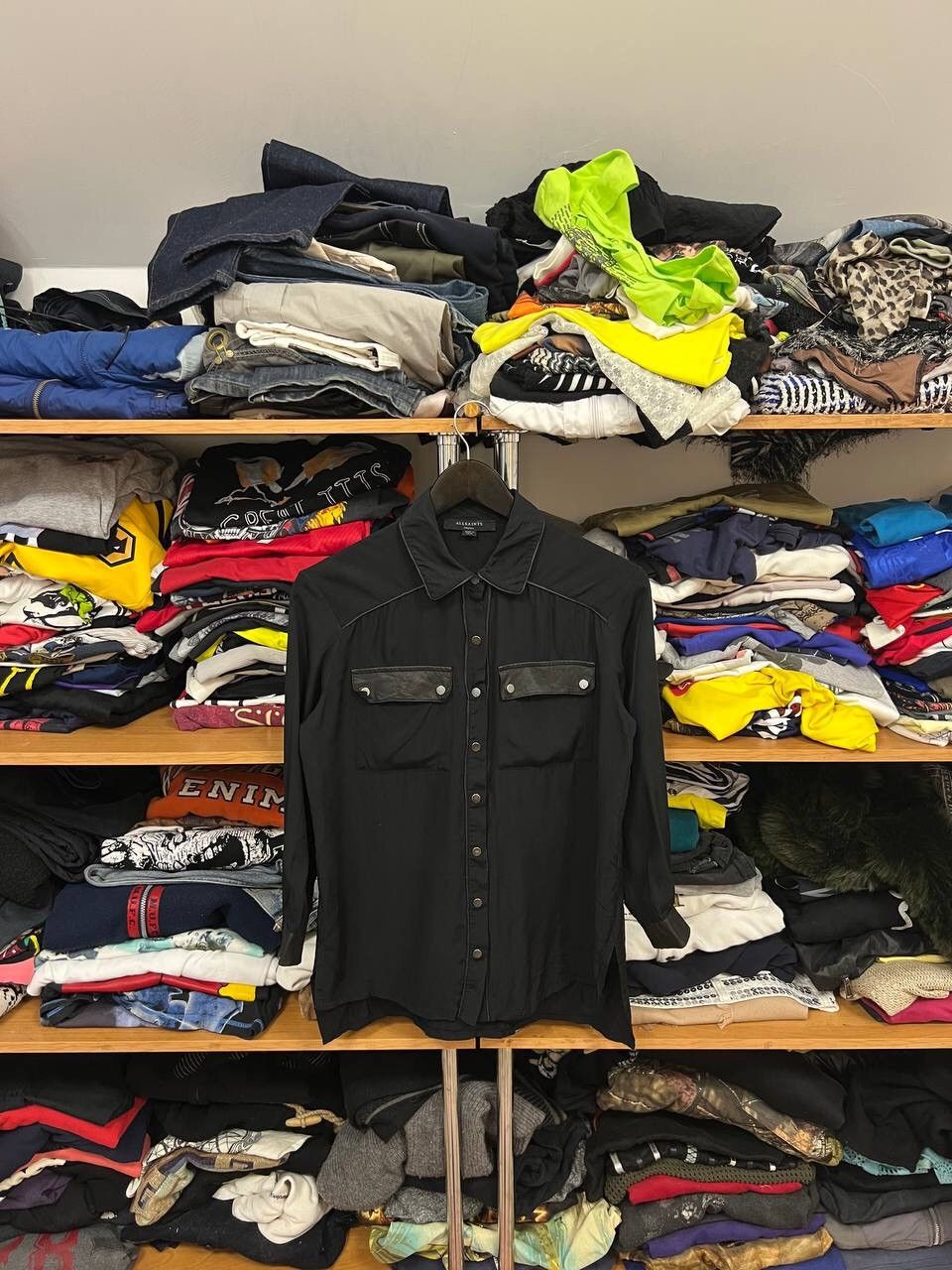 Allsaints Avant Garde Y2K Total Black Button Up Classic Shirt Size S / US 4 / IT 40 - 1 Thumbnail