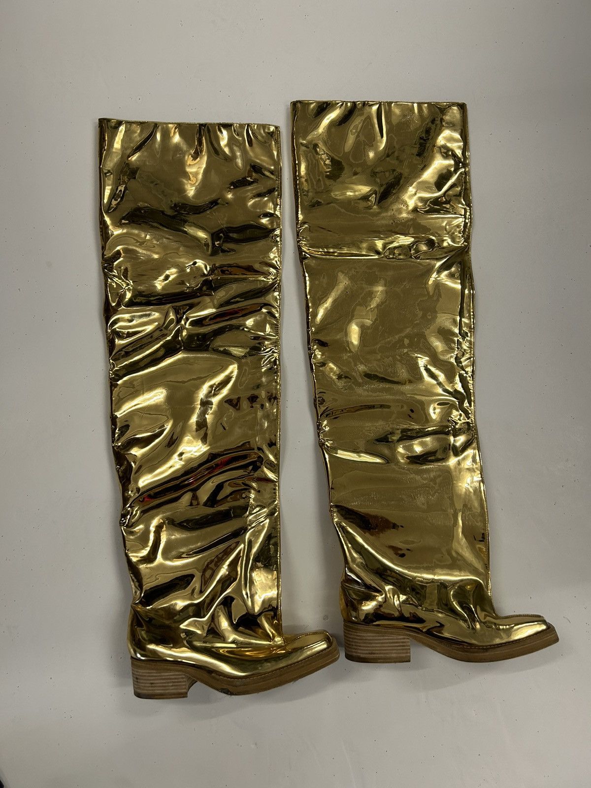 Y/Project GOLD THIGH HIGH BOOTS Size US 8 / IT 38 - 2 Thumbnail