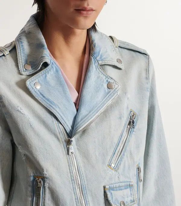Balmain o1s1wg111025 Cotton Denim Biker Jacket in Blue Size US S / EU 44-46 / 1 - 8 Thumbnail