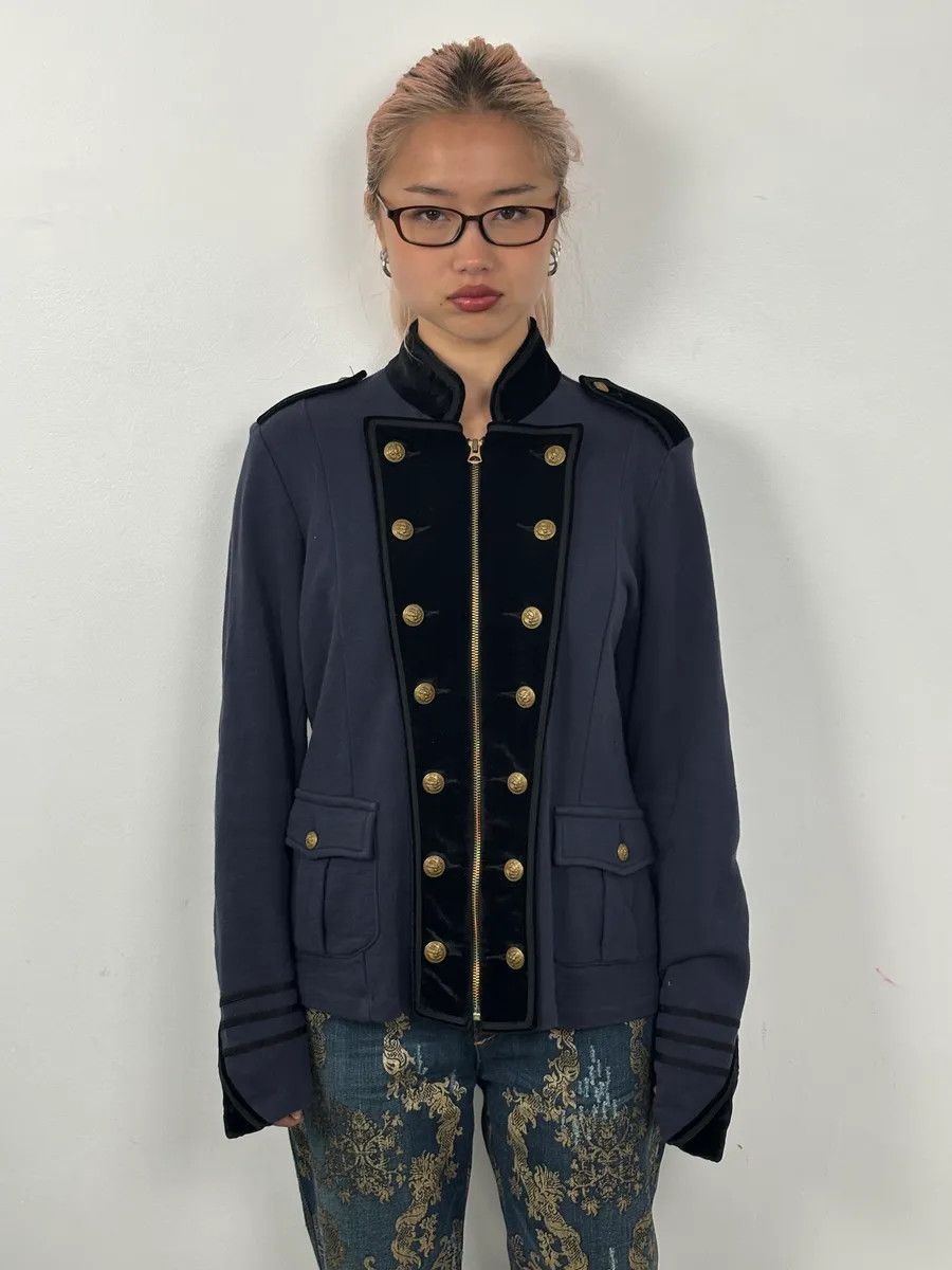 Polo Ralph Lauren 2010s Ralph Lauren Navy & Black Velvet Officer Jacket Size M / US 6-8 / IT 42-44 - 2 Thumbnail