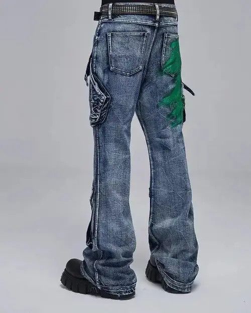 Jean Vintage washed distressed deconstructed multi-pocket jeans Size US 32 / EU 48 - 2 Thumbnail