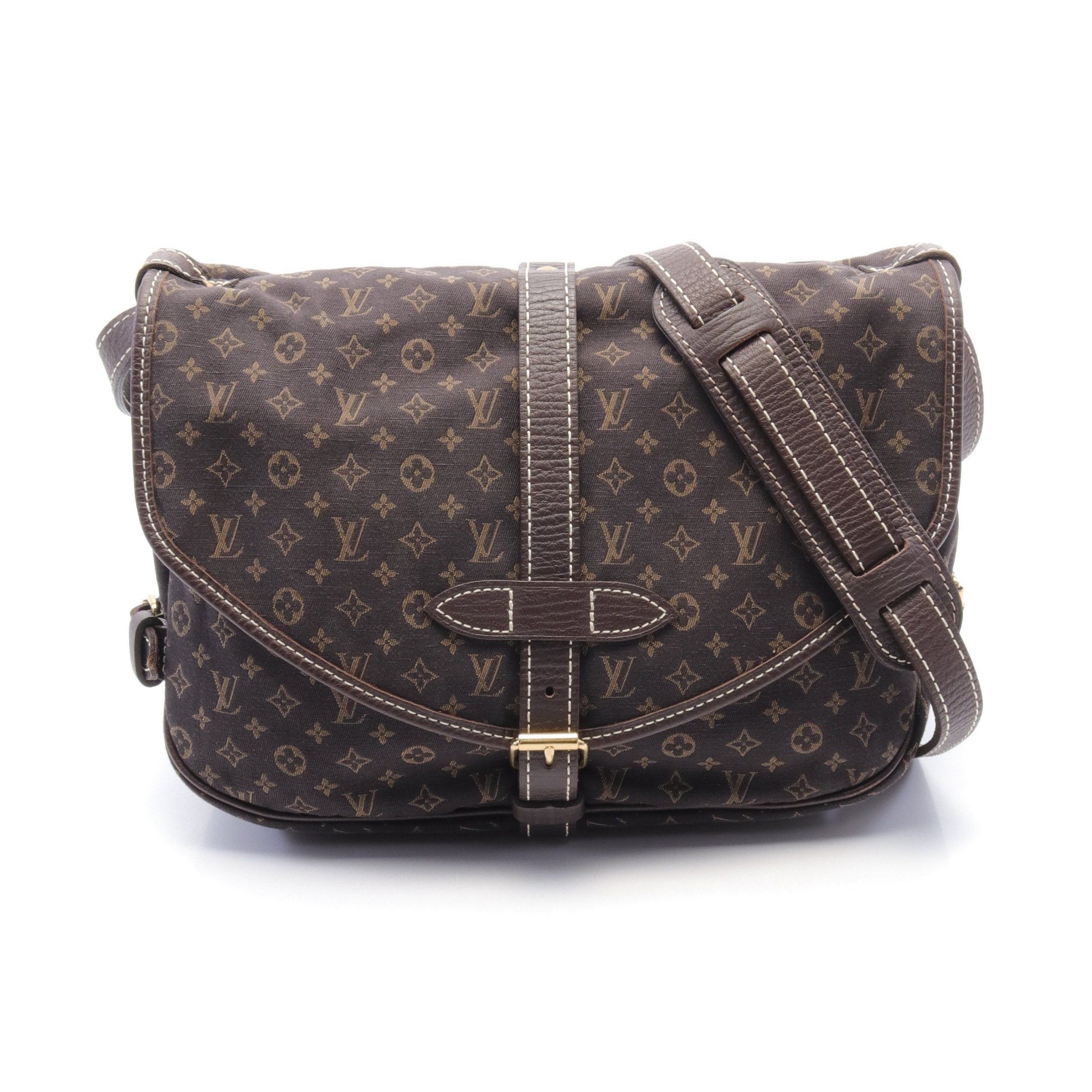 Louis Vuitton Louis Vuitton Saumur Monogram Mini Run Ebene Shoulder Bag Canvas Leather Dark Brown Size ONE SIZE - 1 Thumbnail