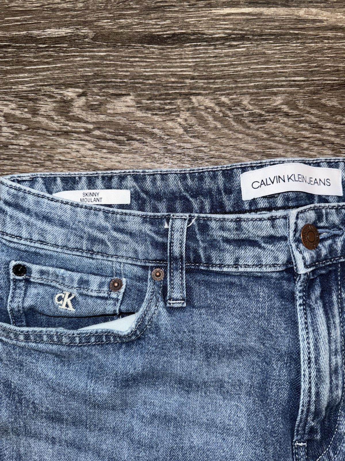Calvin Klein Calvin Klein Skinny Moulant Blue Denim Jeans (32x32) Size US 32 / EU 48 - 2 Thumbnail