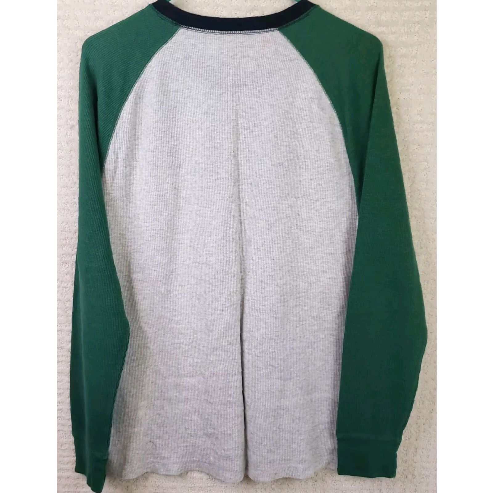 Old Navy Old Navy Shirt Men's L Gray Green Waffle Knit Thermal Crew Neck Long Sleeve Baseball Style T-shirt Size US L / EU 52-54 / 3 - 6 Thumbnail