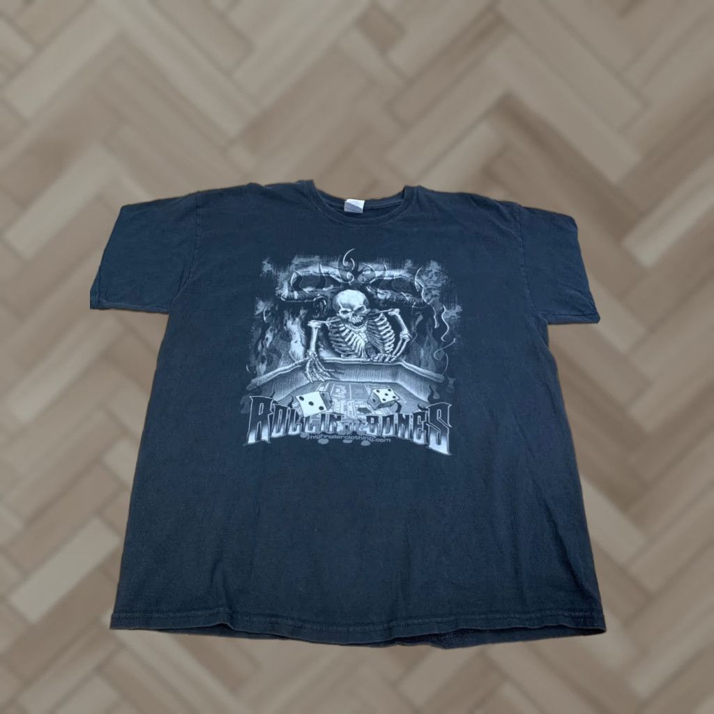 Gildan VINTAGE Gildan T-Shirt Shirt XL Black Skull Graphic Print Short Sleeve Crew Neck Men 12577 Size US XL / EU 56 / 4 - 1 Thumbnail