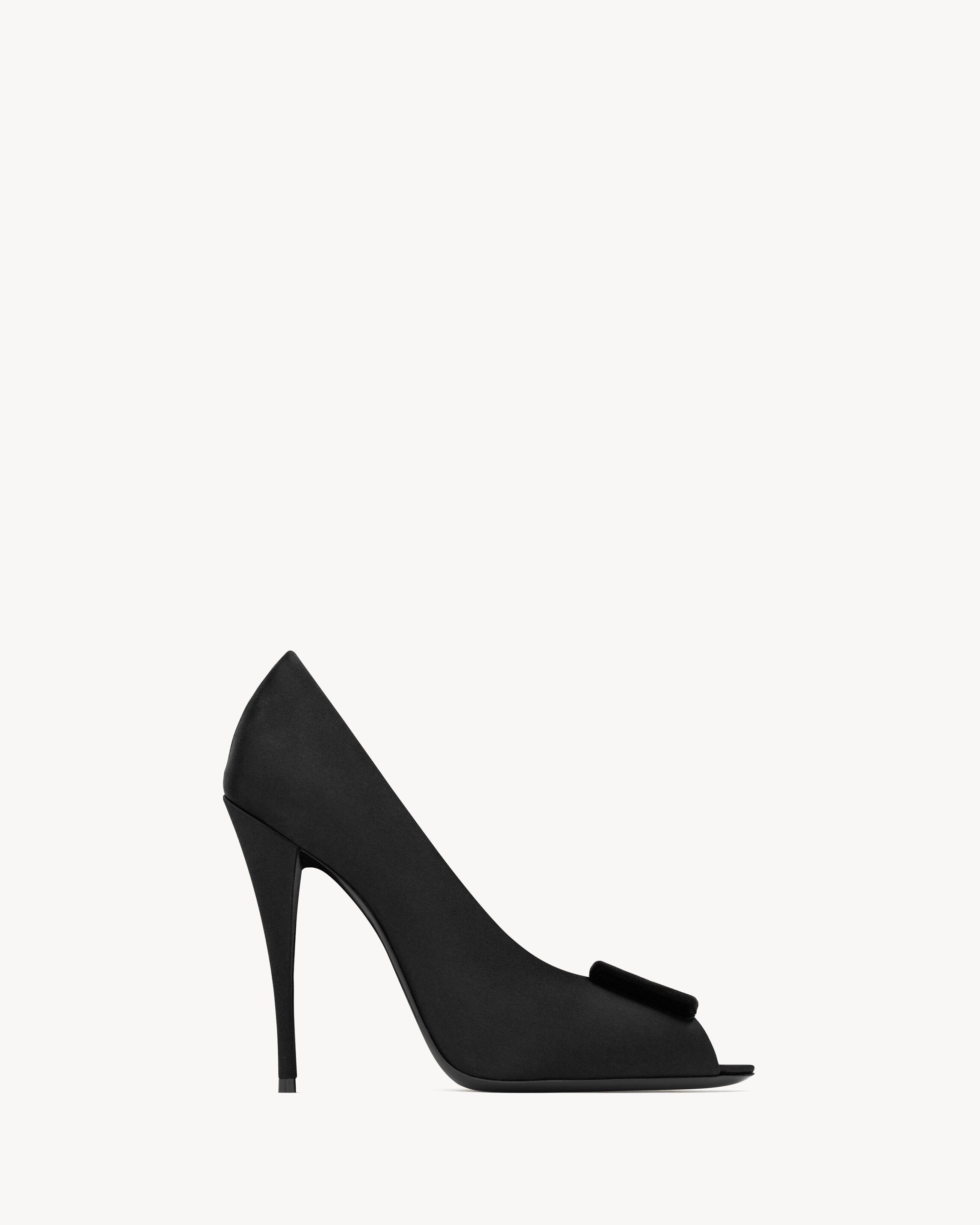 Saint Laurent Paris o1s1wg110225 763530 Peep Pumps in Black Size US 7 / IT 37 - 1 Thumbnail