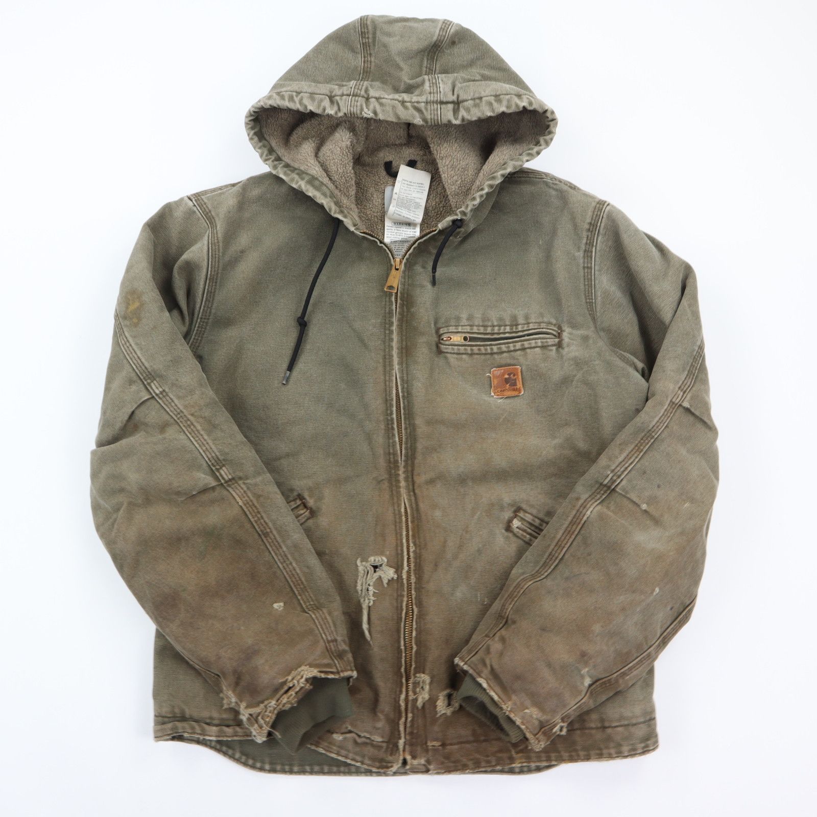 Carhartt Thrashed Carhartt J141 Sherpa Lined Hooded Work Jacket | Grailed