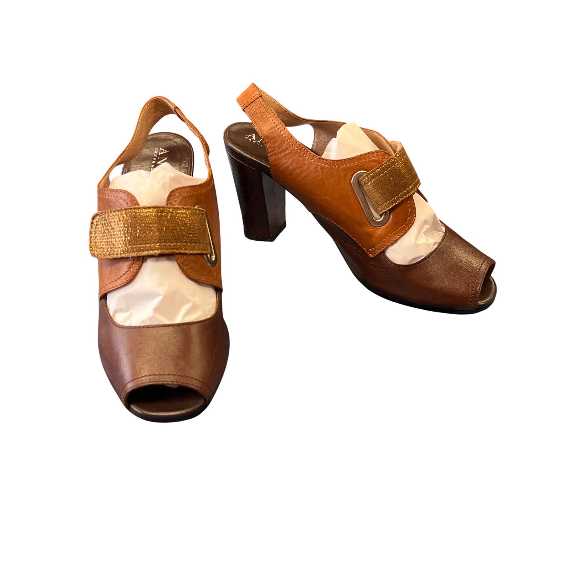 Other Anyi Lu Womens Brown Leather Slingback Heals Sz 38 SKU 8947 Size US 8 / IT 38 - 2 Thumbnail