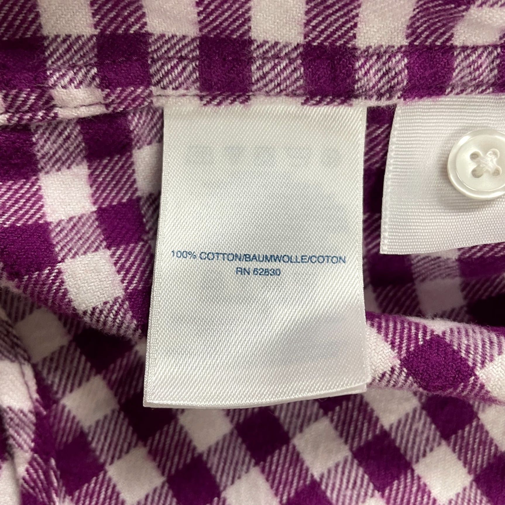 Lands' End Lands' End Button-Down Shirt Womens 2 Petite Purple Plaid Long Sleeve Casual Top Adult Petite Regular Fit 100% Cotton Womens Size XS / US 0-2 / IT 36-38 - 6 Thumbnail