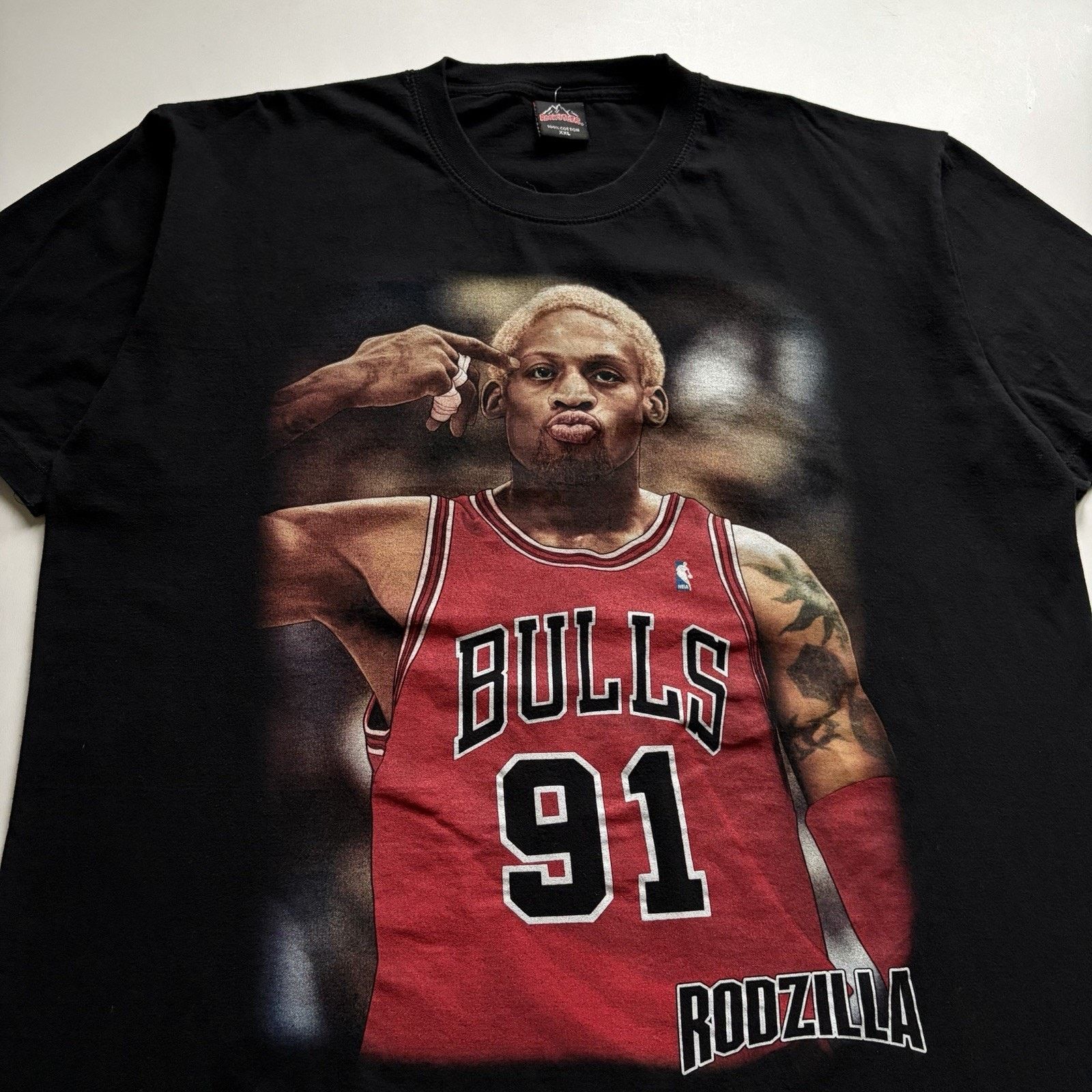 NBA × Vintage Vintage Dennis Rodman Shirt 2XL Black Bootleg Chicago Bulls Size US XL / EU 56 / 4 - 2 Thumbnail