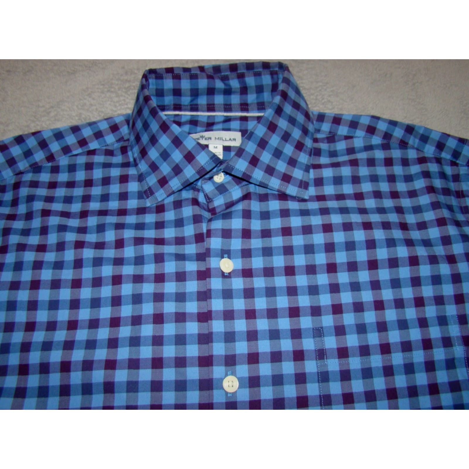 Peter Millar Peter Millar Mens Plaid Check Long Sleeve Button Shirt Blue Purple Size M Size US M / EU 48-50 / 2 - 3 Thumbnail