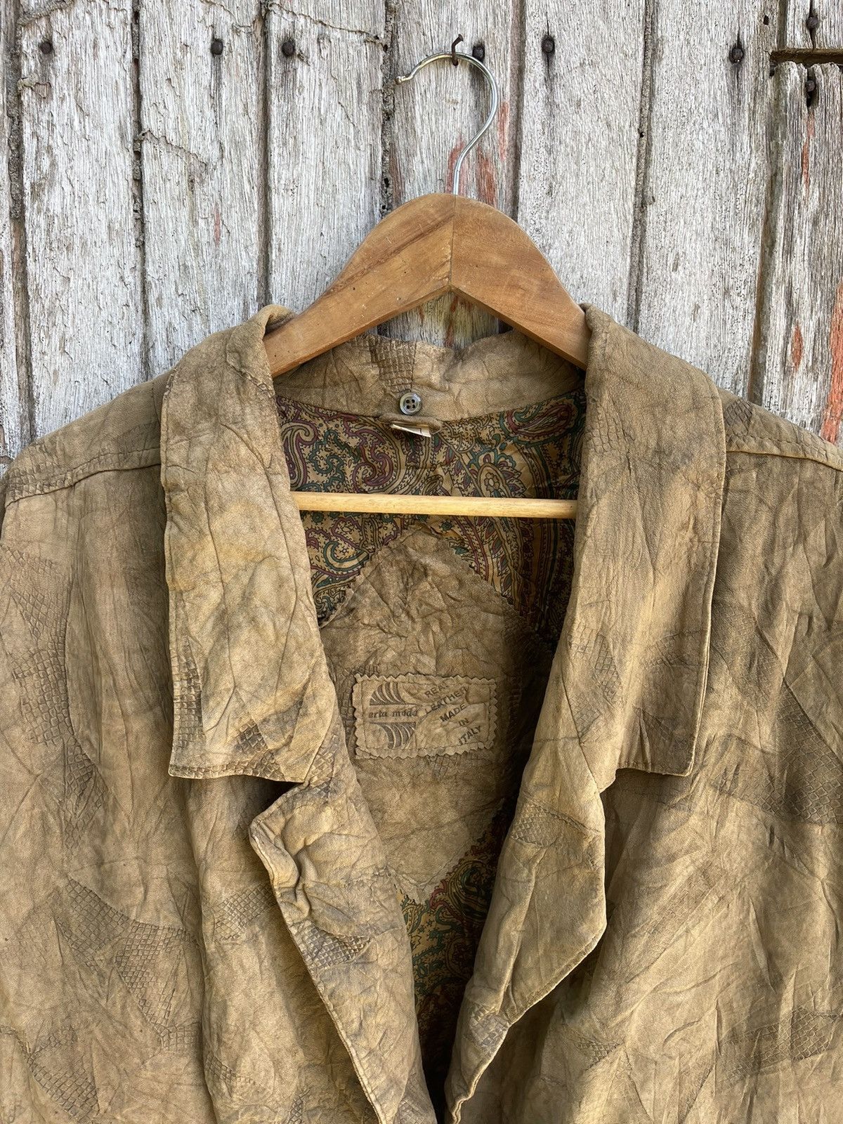 Designer Vintage Erta Mode Distressed Italian Leather Blazer Size US L / EU 52-54 / 3 - 2 Thumbnail
