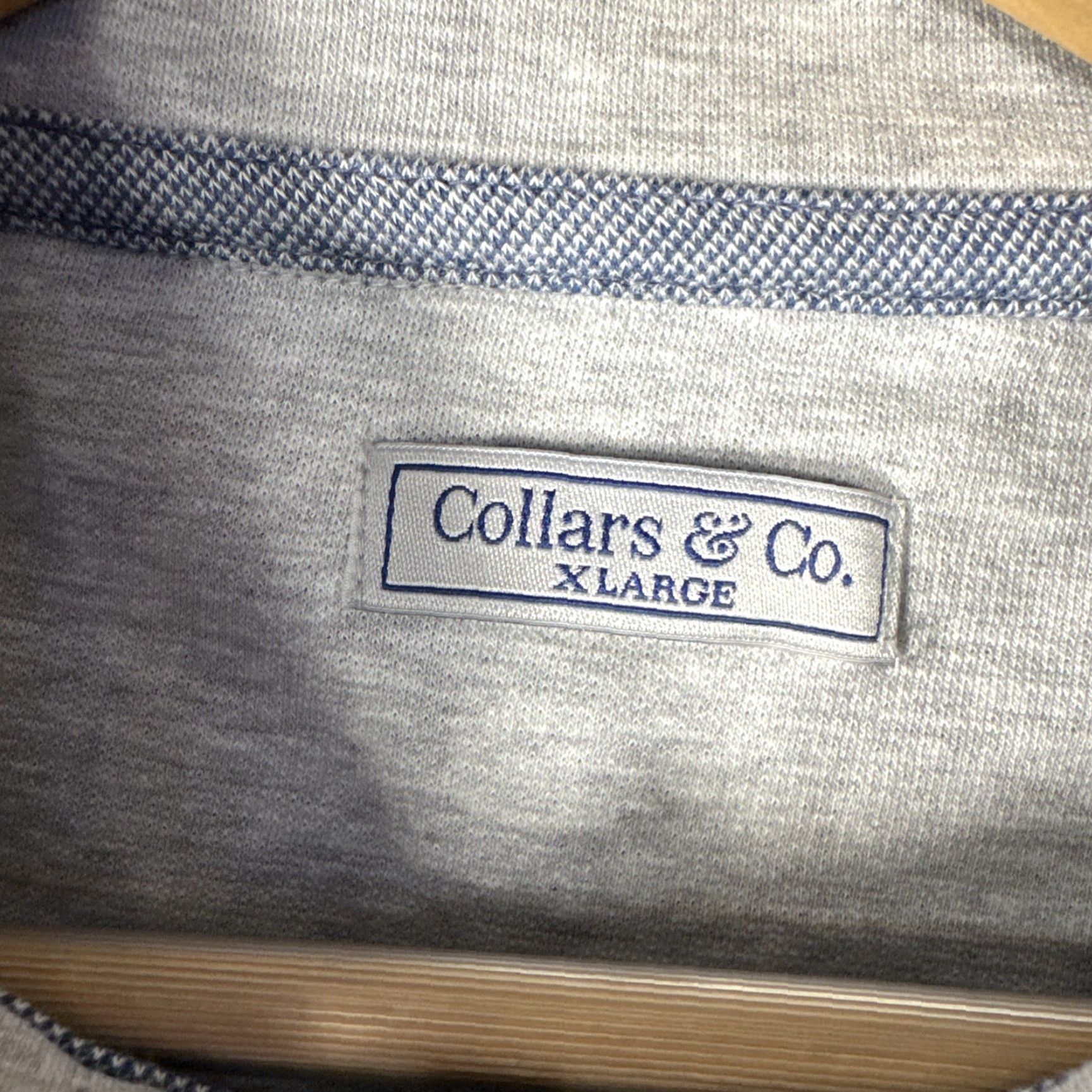 CO COLLARS & CO Quarter 1/4 Zip Sweater XL Blue Long Sleeve Collared Knit Pullover Casual Golf Preppy Mens 1/4 Zip Size US XL / EU 56 / 4 - 3 Thumbnail