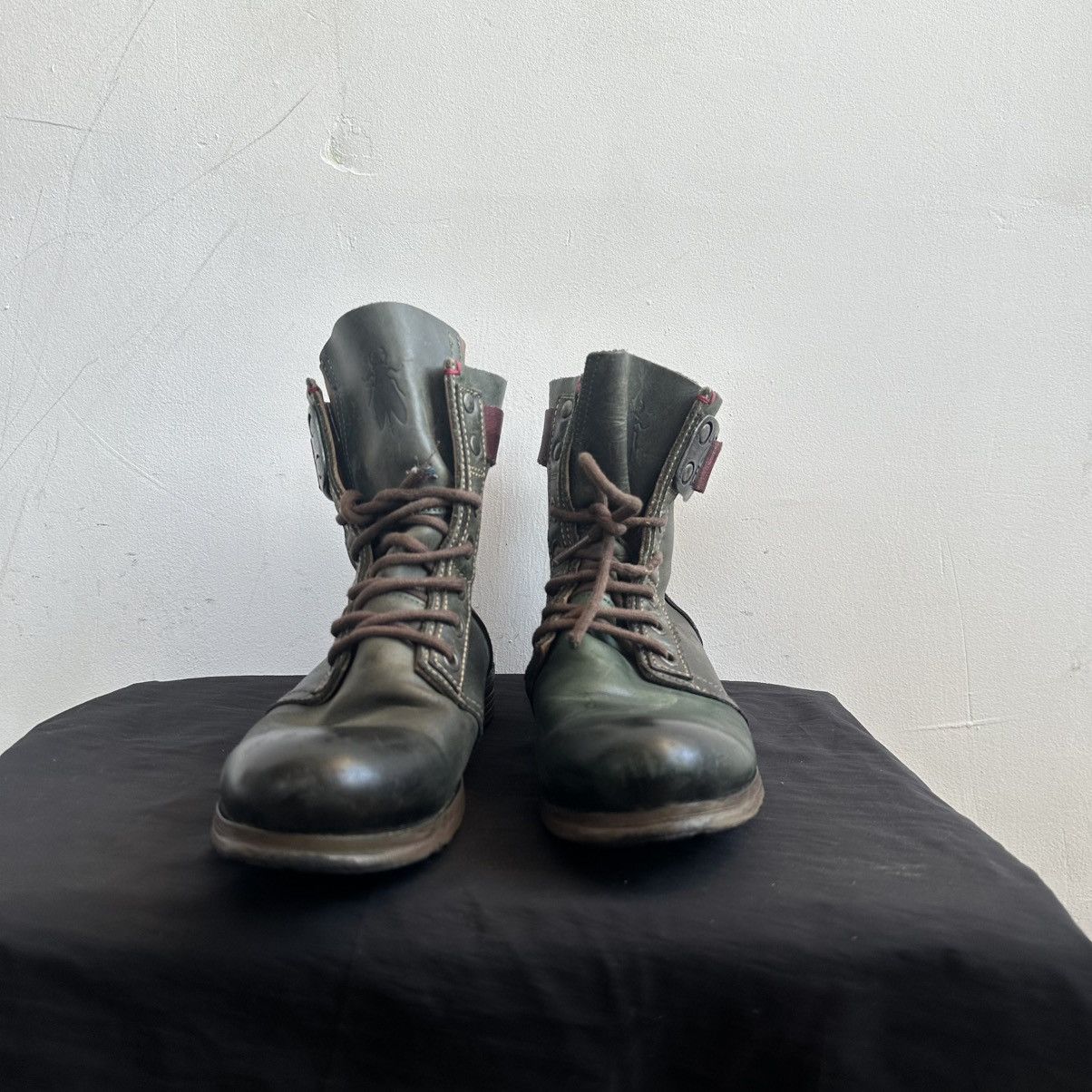 A.S.98 Vintage Fly London Straped Avant Garde Leather High Boots Size US 8 / IT 38 - 3 Thumbnail