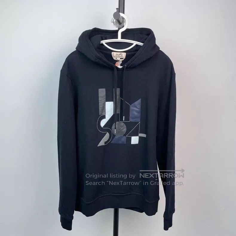 Hermes Hermes Black Geometric Pattern Leather Embroidery Cotton H Size M / US 6-8 / IT 42-44 - 1 Thumbnail