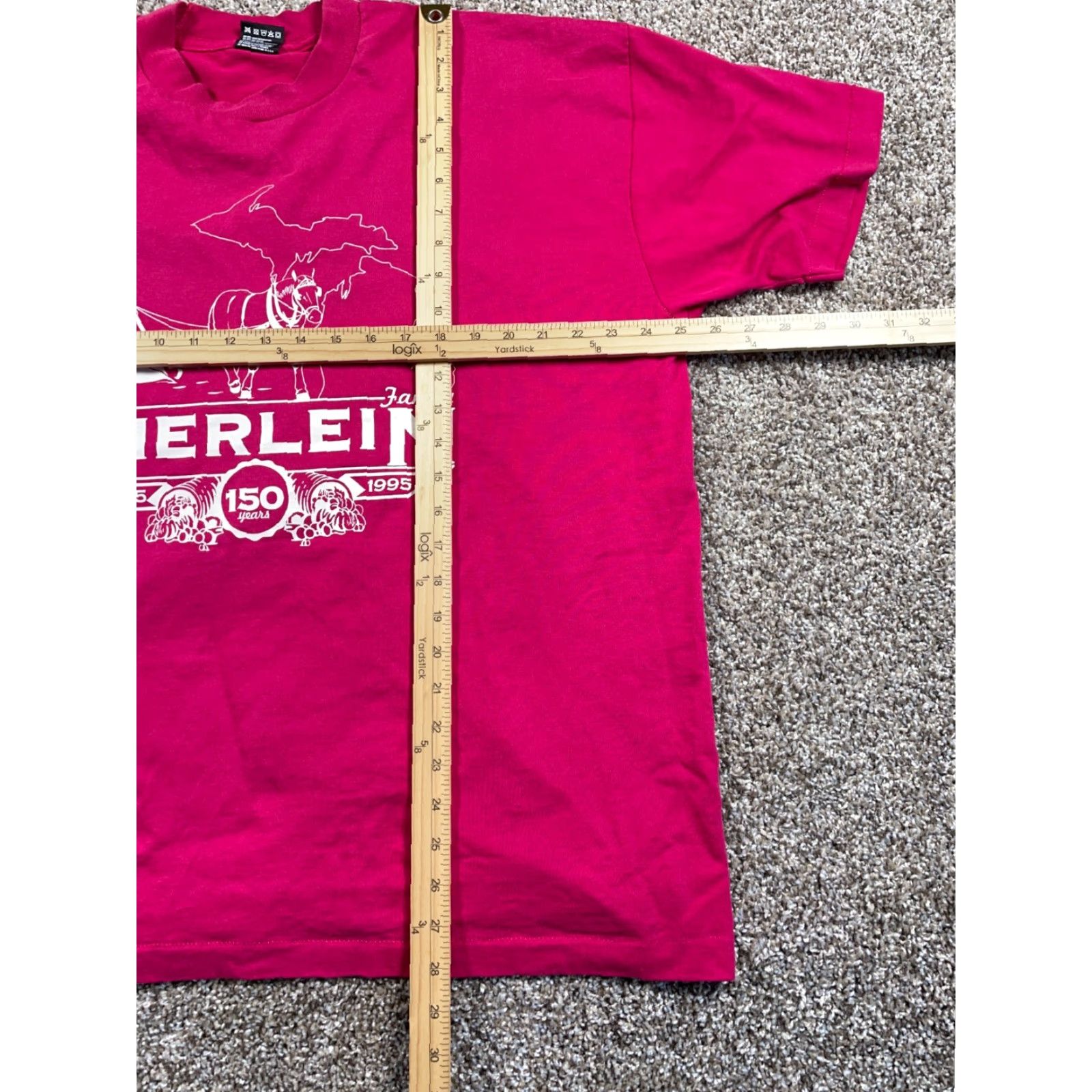 Fruit Of The Loom VINTAGE 1995 Michigan Bierlein Family T-Shirt Adult 2XL Dark Pink Graphic Print Single Stitch Fruit of the Loom 90s Mens Size US XXL / EU 58 / 5 - 5 Thumbnail
