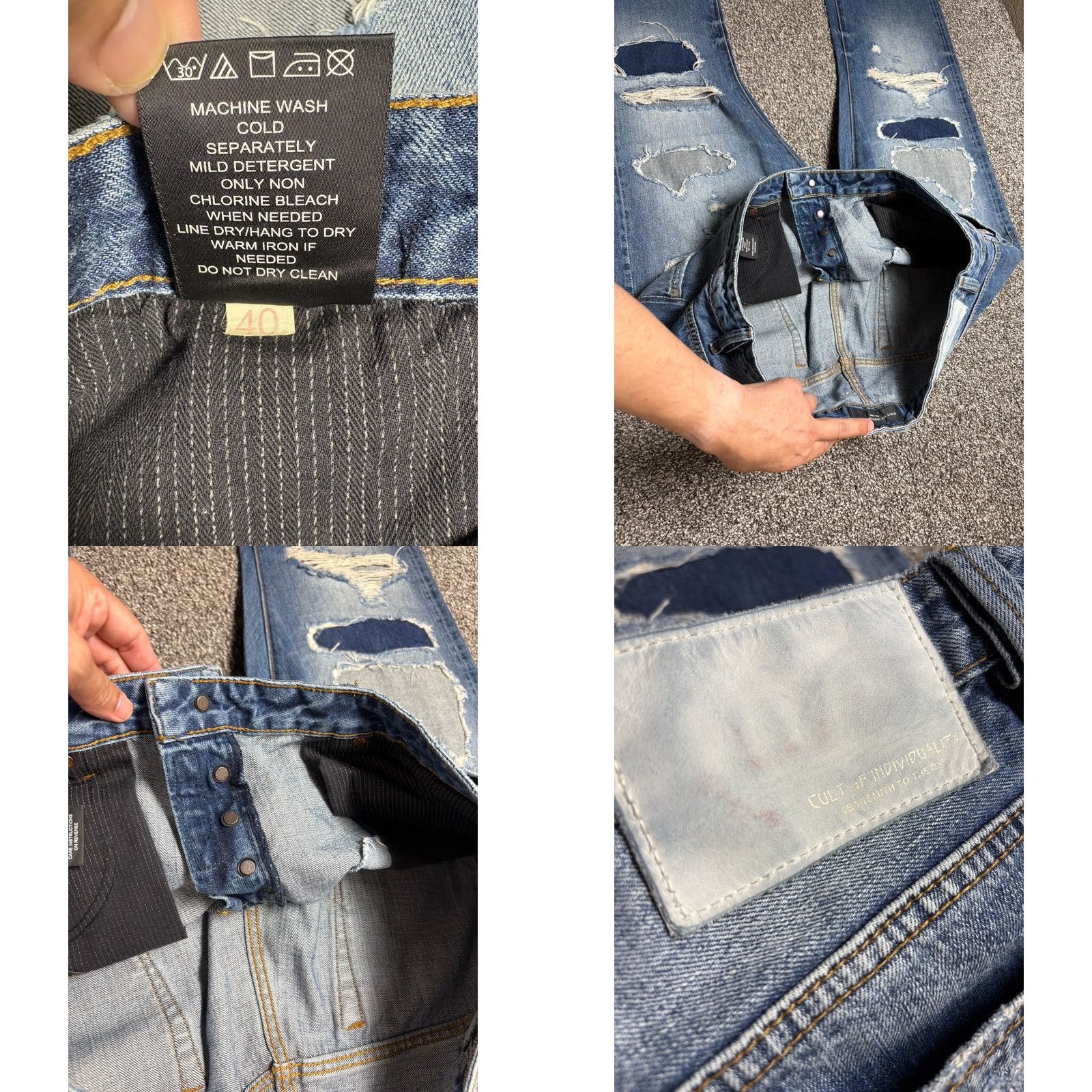 Cult Of Individuality Cult Of Individuality Jeans Mens 40x34 Selvedge Japanese Greaser Patchwork Denim Straight 5-Pocket Blue Size US 40 / EU 56 - 9 Thumbnail