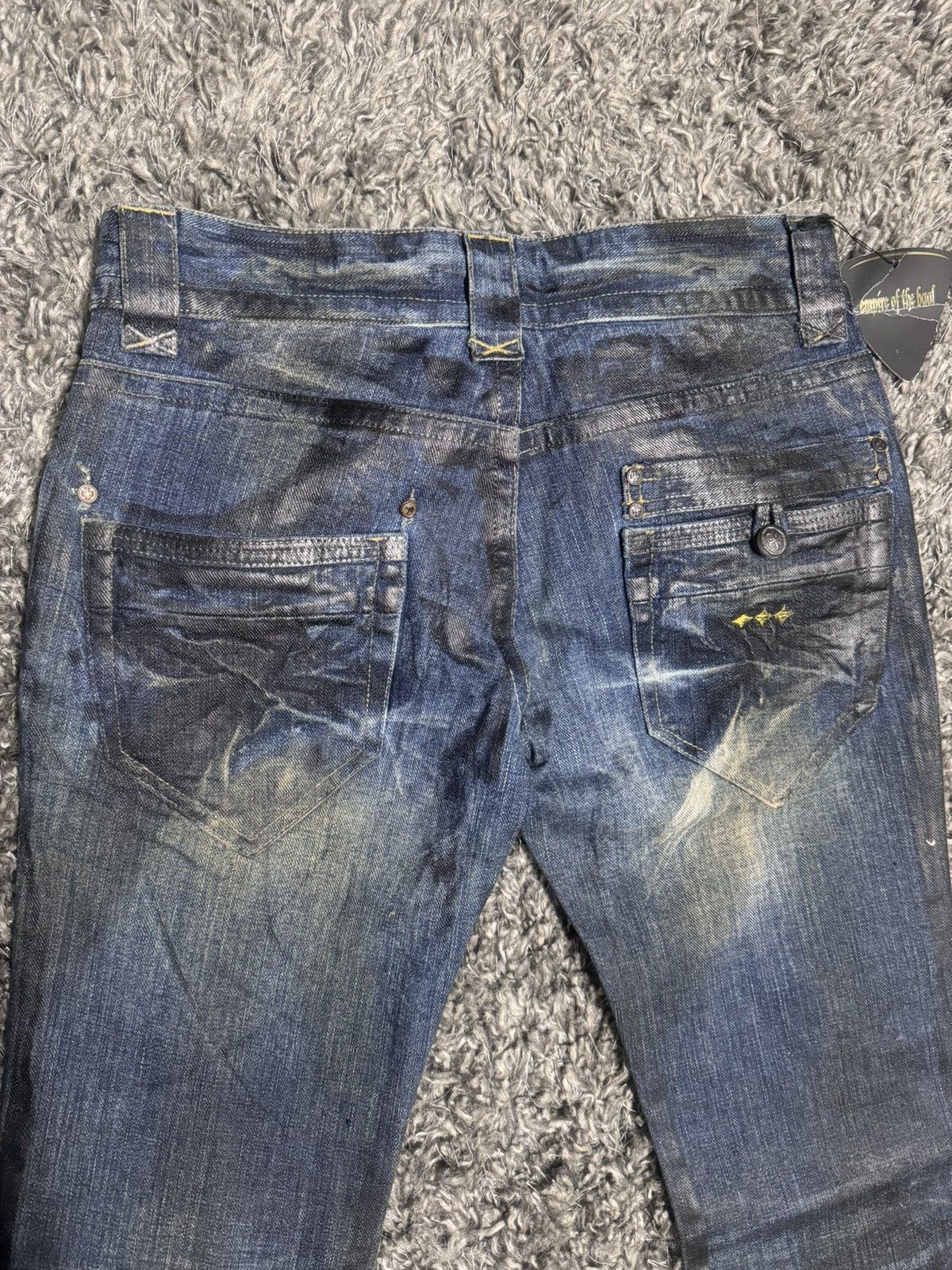 Japanese Brand “Empire of the Baal” Wax Finish Flared Jeans Size US 28 / EU 44 - 9 Thumbnail