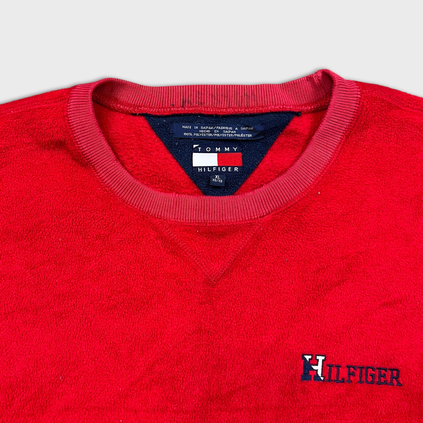 Tommy Hilfiger × Vintage Vintage Tommy Hilfiger Fleece XL Red Sweatshirt Pullover 90s Size US XL / EU 56 / 4 - 2 Thumbnail