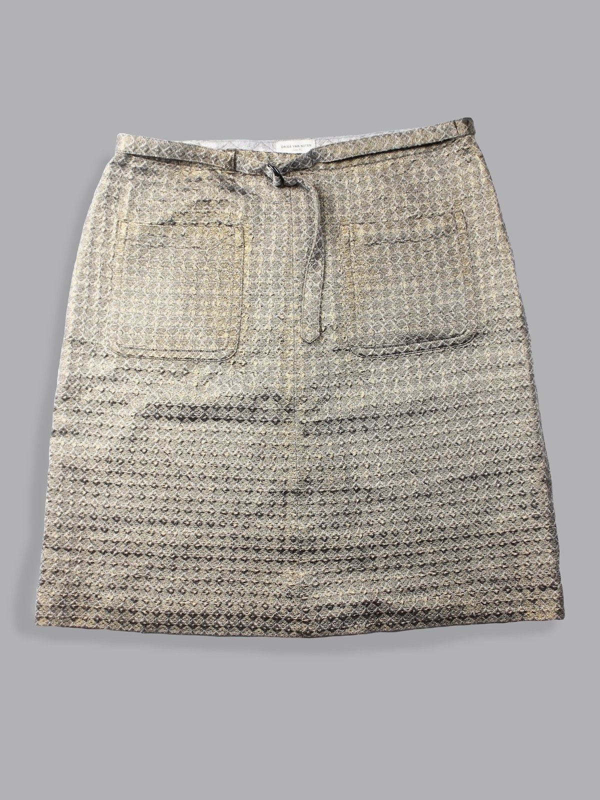 Dries Van Noten Front Pocket Diamond Patterned Beige Mini Skirt Size 28" / US 6 / IT 42 - 1 Thumbnail