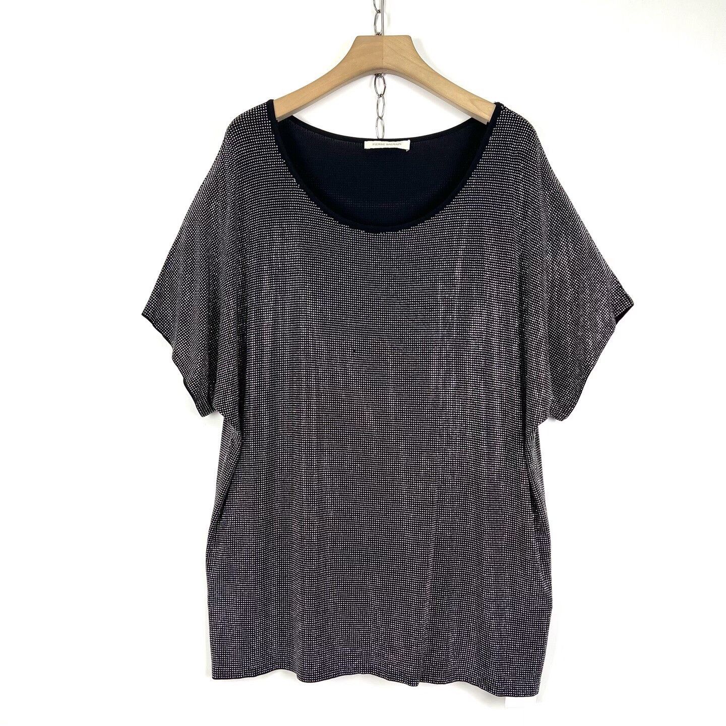 Balmain Balmain Black Crystal Crew Neck Loose Top Size M / US 6-8 / IT 42-44 - 1 Thumbnail