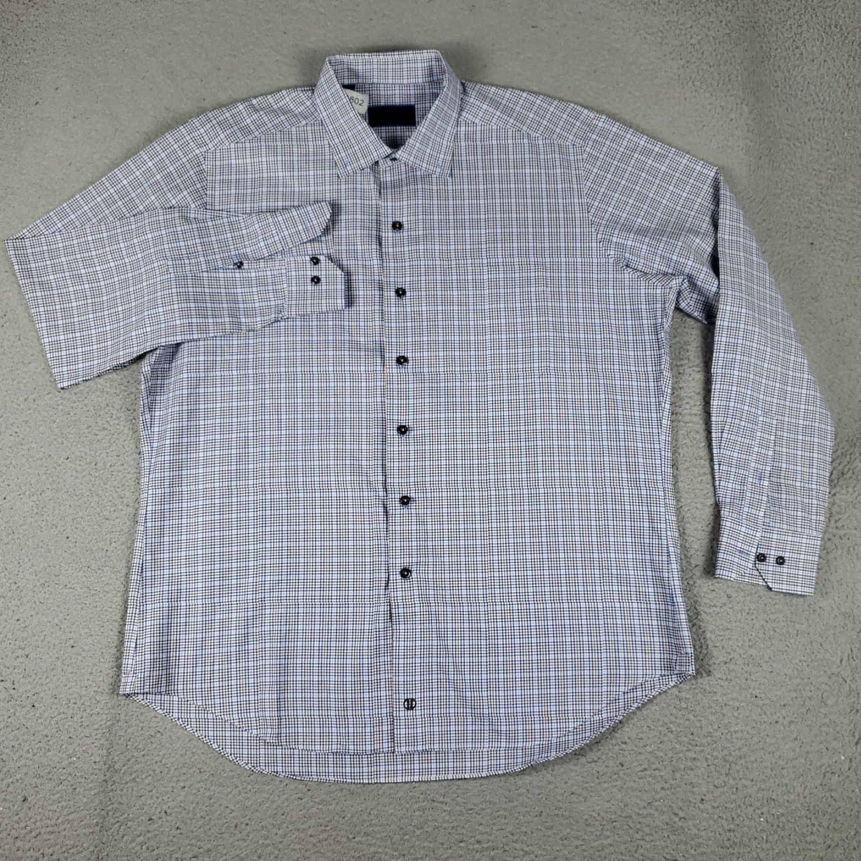 David Donahue David Donahue Shirt Mens XL Blue Plaid Button-Up Long Sleeve Casual Modern Preppy Size US XL / EU 56 / 4 - 2 Thumbnail