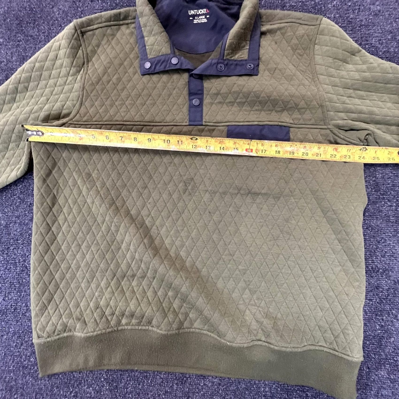 UNTUCKit VINTAGE Untuckit Pullover Shirt Mens XL Green Quilted Snap Button Fleece Sweatshirt Casual Size US XL / EU 56 / 4 - 4 Thumbnail
