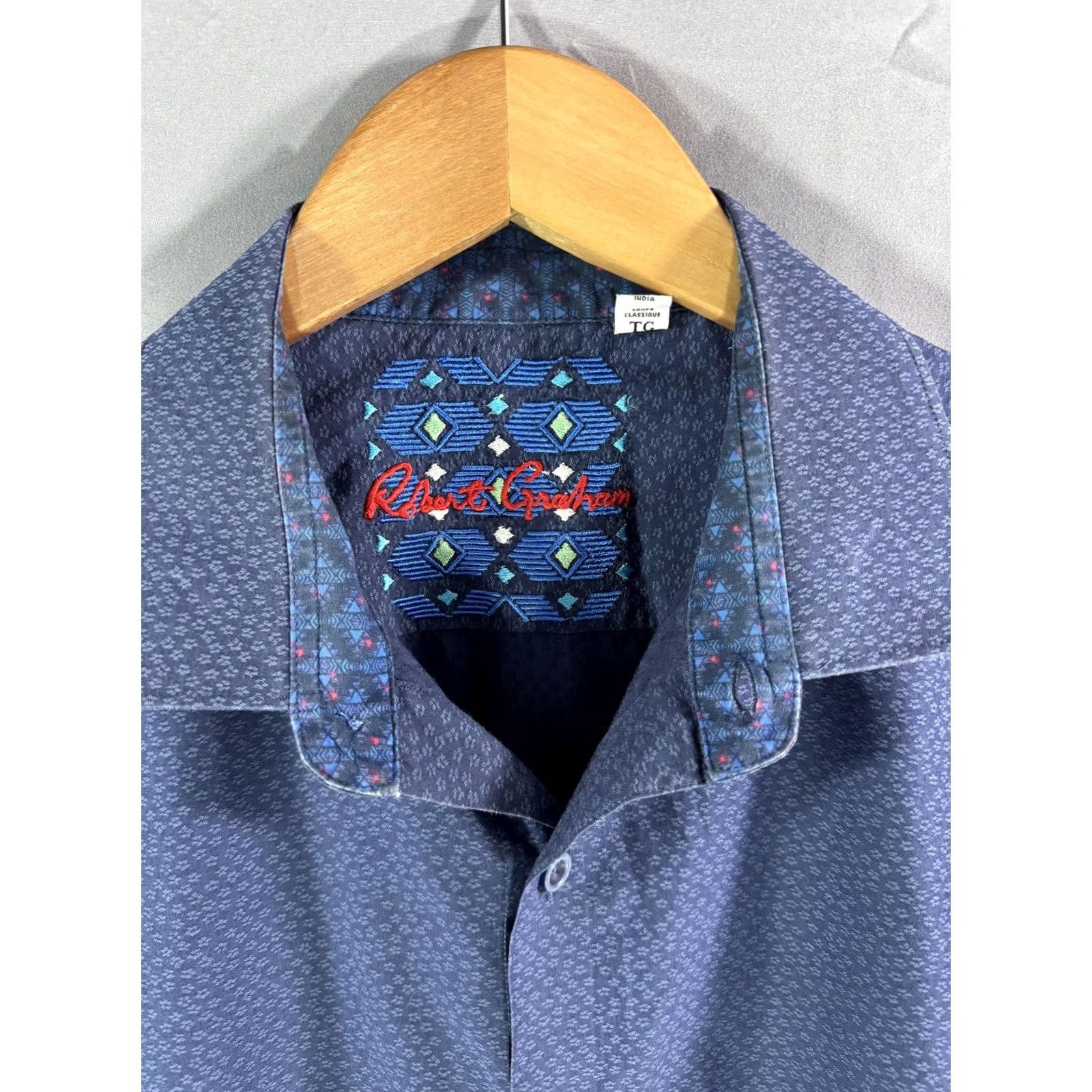 Robert Graham Robert Graham Shirt Mens XL Blue Classic Fit Long Sleeve Button Up Geometric Pattern Size US XL / EU 56 / 4 - 4 Thumbnail