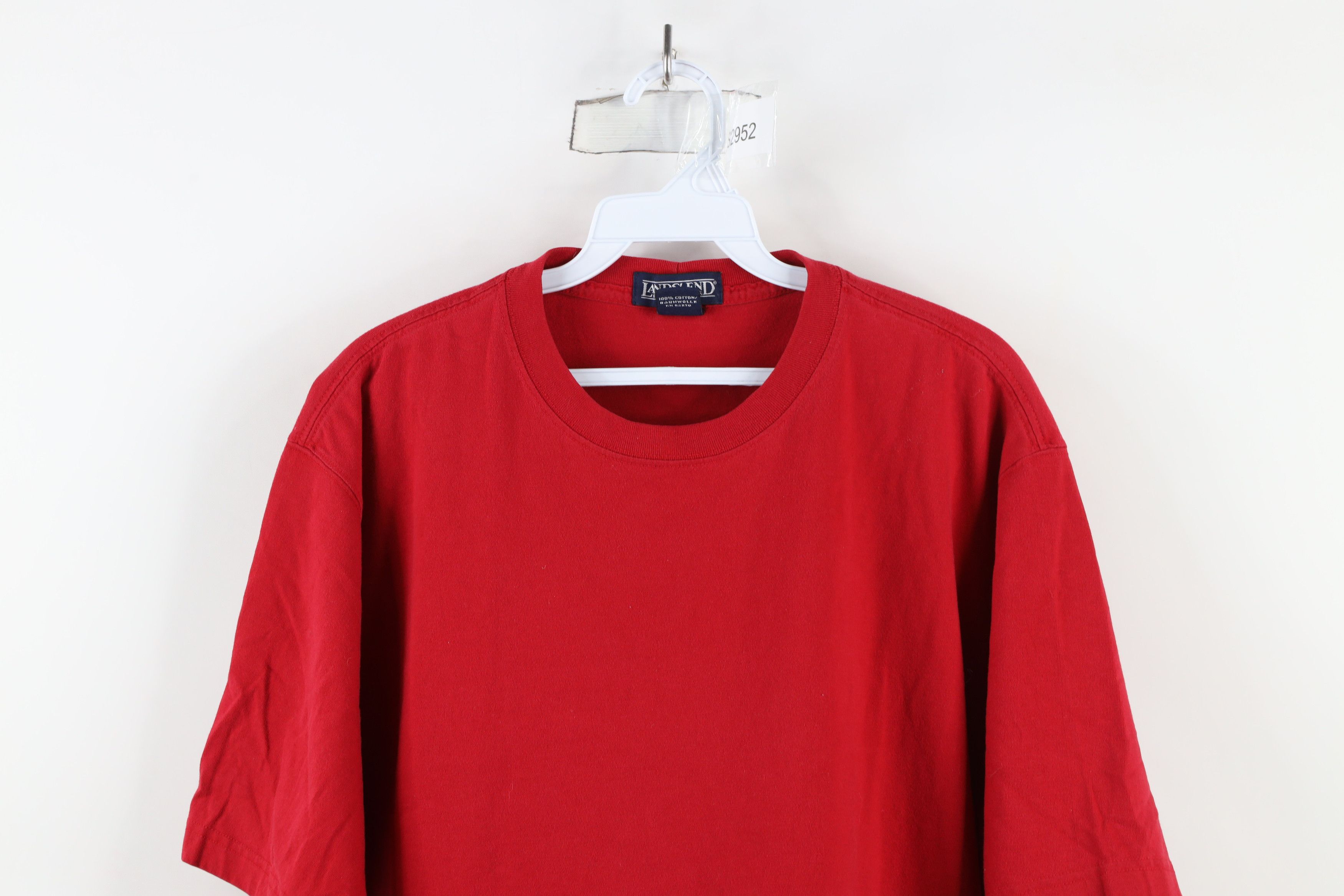 Lands' End × Vintage Vintage 90s Lands End Blank Heavyweight Cotton T-Shirt Red Size US L / EU 52-54 / 3 - 2 Thumbnail