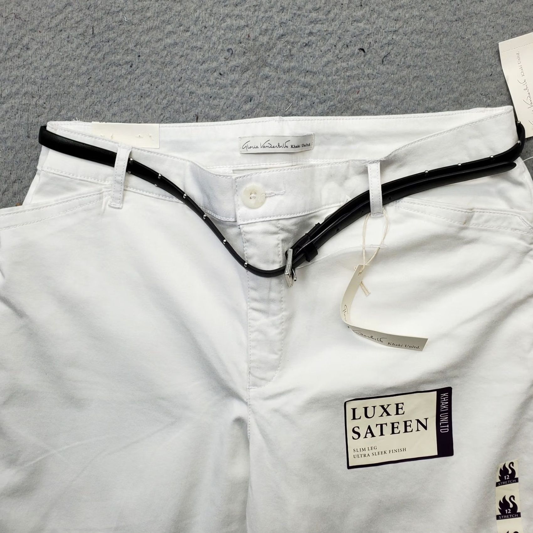 Gloria Vanderbilt Gloria Vanderbilt Capri Pants Womens 12 White Stretch Slim Leg Belted Waist Size 34" / US 12 / IT 48 - 7 Thumbnail