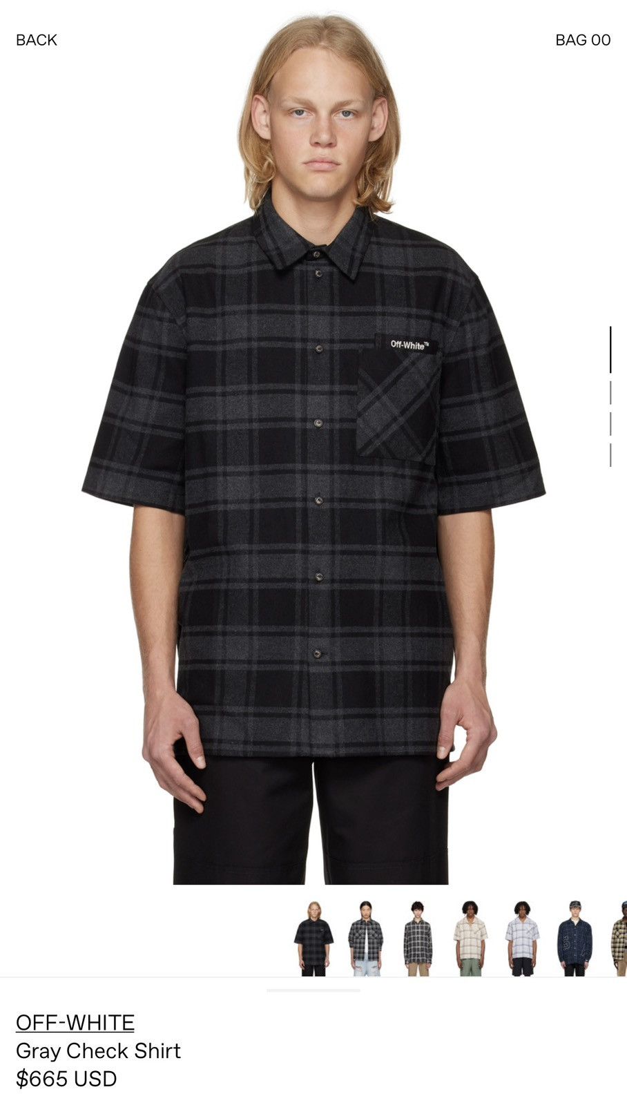 Off-White Off-White Gray Check Shirt Size US XXS / EU 40 - 8 Thumbnail