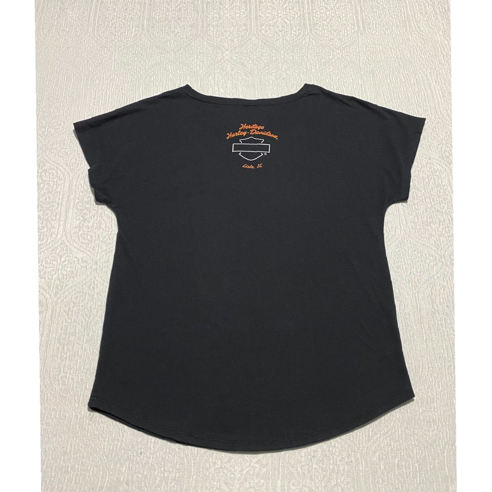 Harley Davidson Harley-Davidson Shirt Womens L Black Scoop Neck Short Sleeve Jersey Cotton Blend Double-Sided Graphic Motorcycle T-Shirt Size L / US 10 / IT 46 - 2 Thumbnail