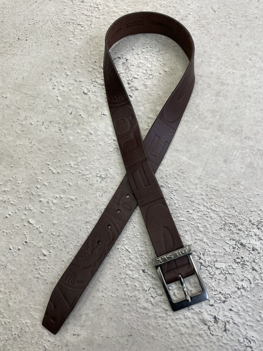 Diesel Vintage LOGO METAL punk LEATHER BROWN BELT Size ONE SIZE - 6 Thumbnail