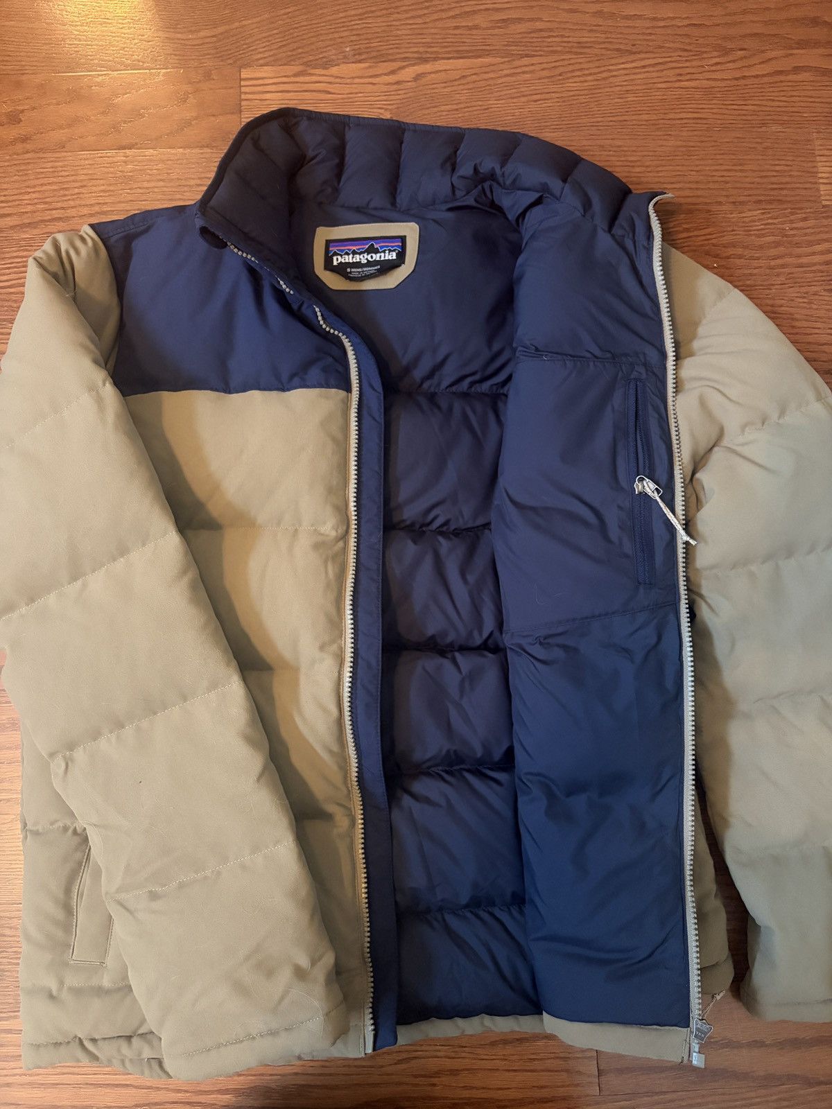 Patagonia Men’s Patagonia Bivy Down Puffer Jacket - Navy & Tan - Small Size US S / EU 44-46 / 1 - 3 Thumbnail