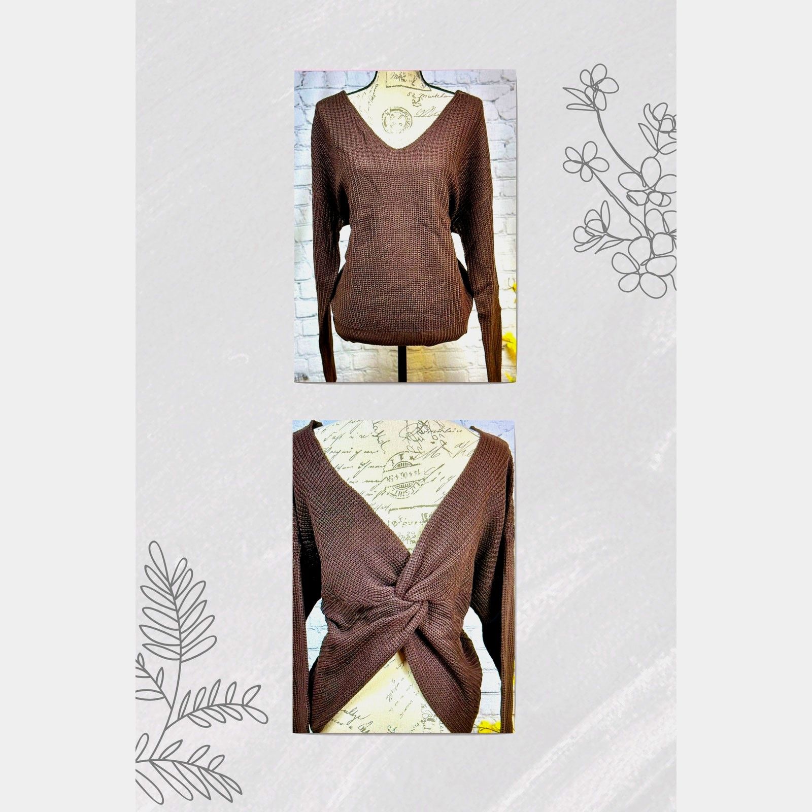 Other Reversible Twisted Knit Long Sleeve Fall Sweater Chocolate L Size L / US 10 / IT 46 - 2 Thumbnail