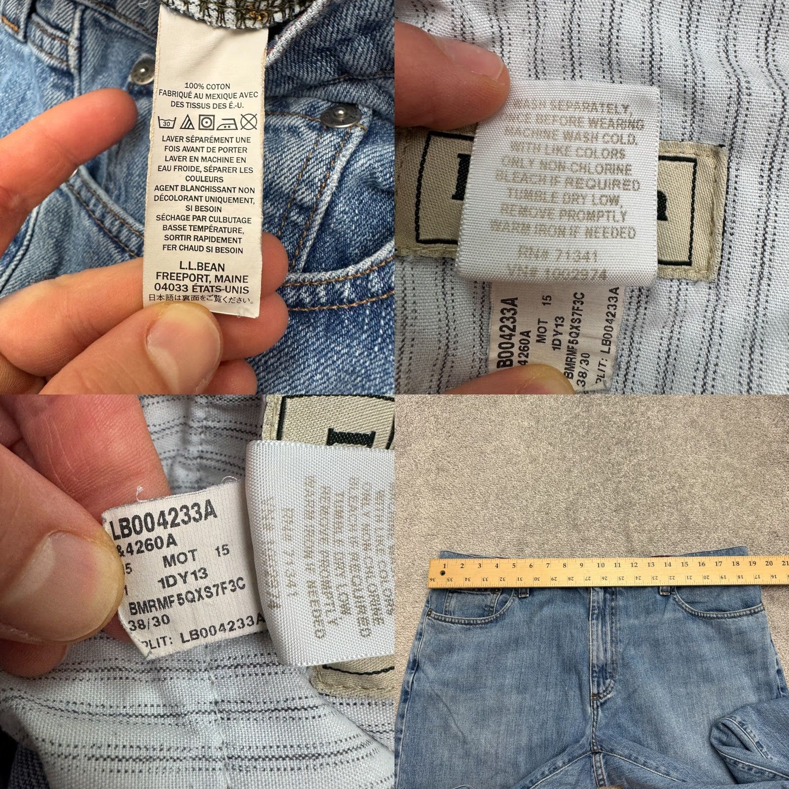 Vintage L.L. Bean Jeans Mens 38x30 Straight Denim Medium Blue Cotton Classic Fit 5-Pocket Button Zip Pan-Flair? Size US 38 / EU 54 - 8 Thumbnail