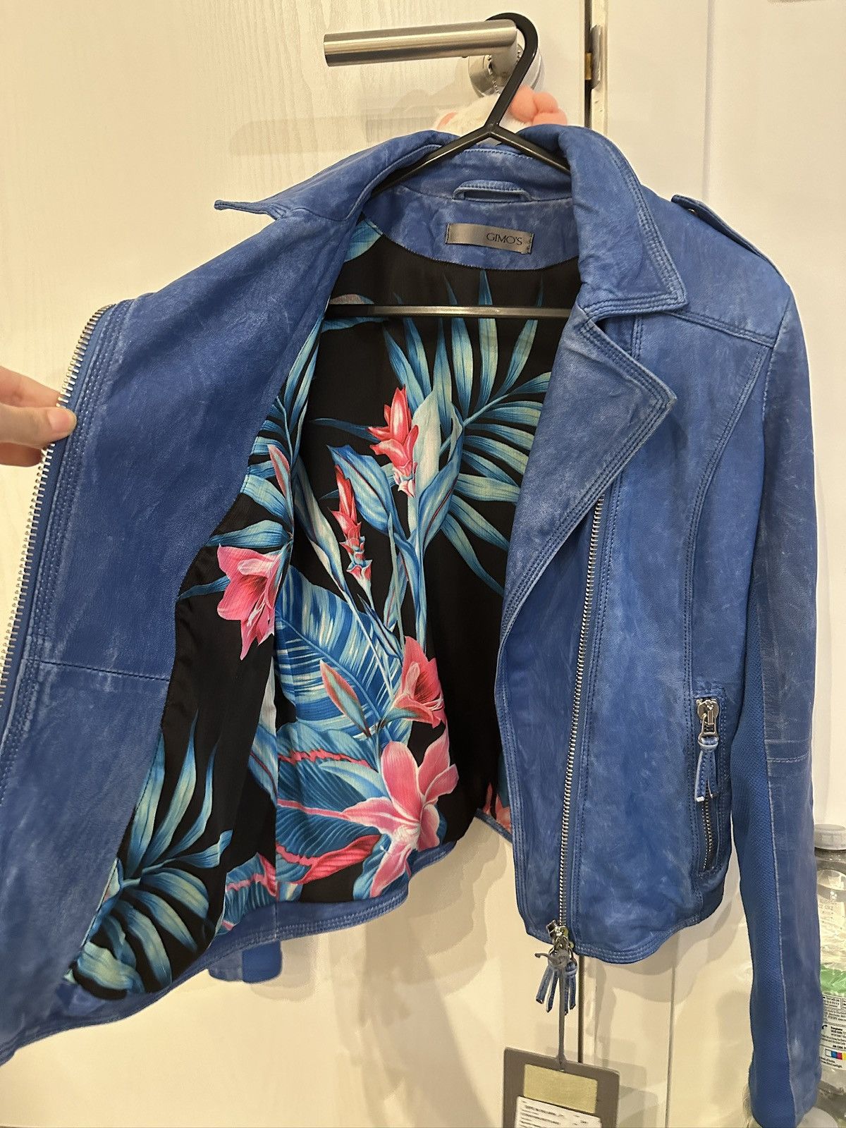 Gimo's Blue leather jacket Size S / US 4 / IT 40 - 1 Thumbnail