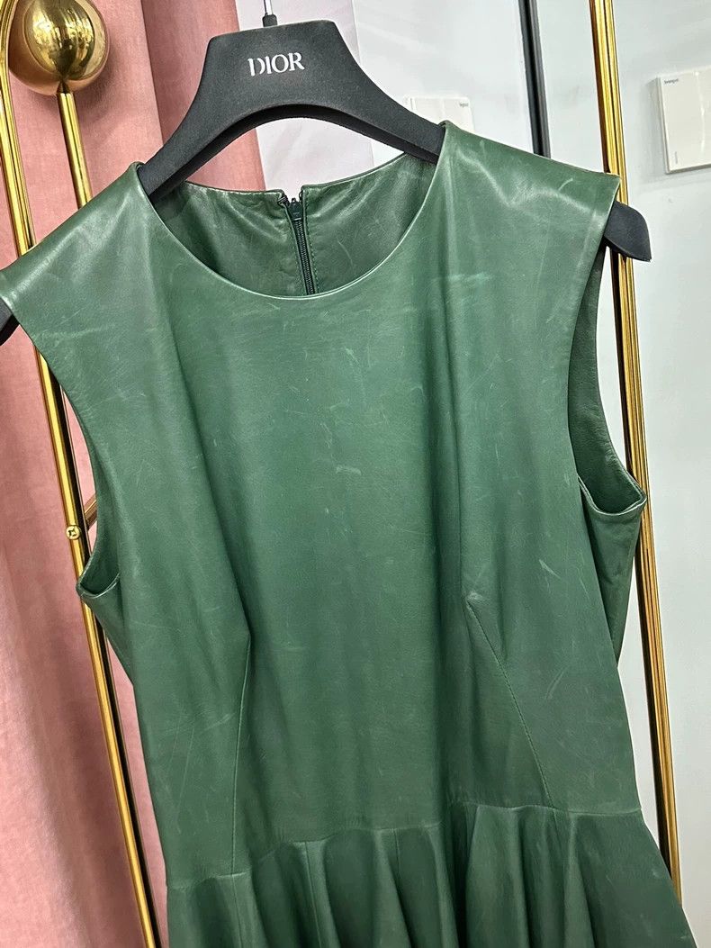 Alexander McQueen Alexander Mcqueen Green cowhide sleeveless dress Size S / US 4 / IT 40 - 2 Thumbnail