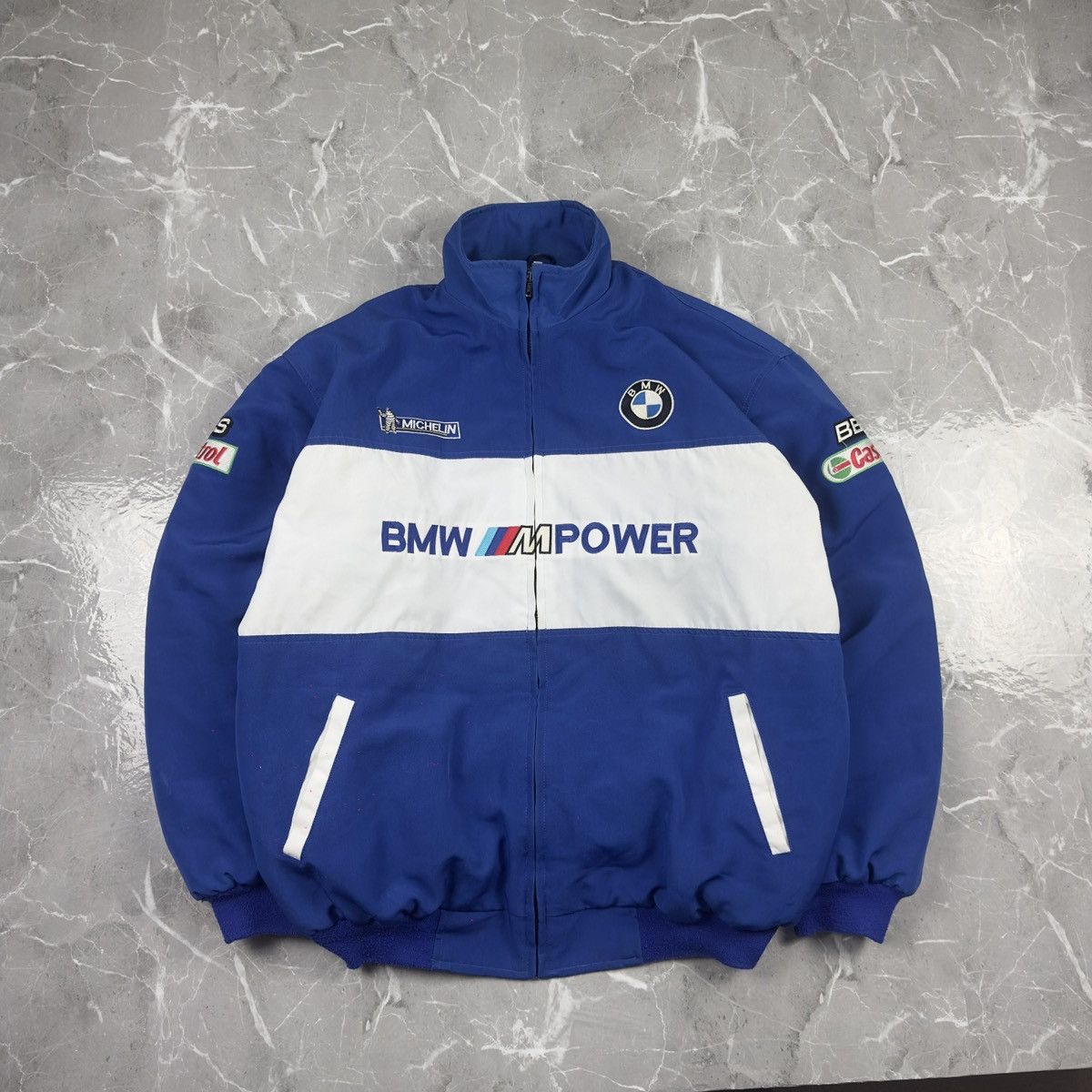 BMW Vintage BMW M Power Michelin Castrol BBS Blue Bomber Jacket Size US XL / EU 56 / 4 - 1 Thumbnail